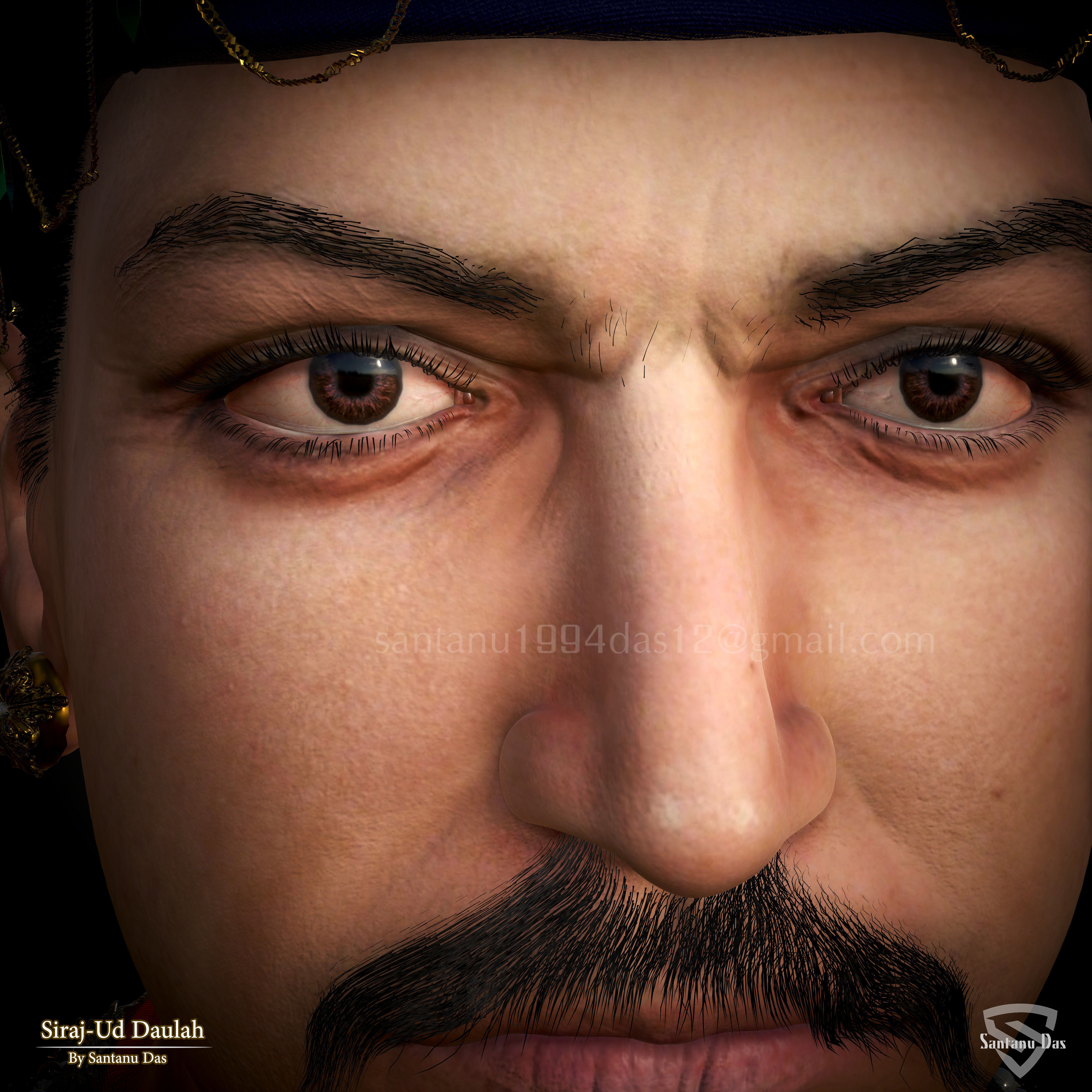 SIRAJ-UD-DAULAH 3d Print bust of man wearing turban 3D print model_10