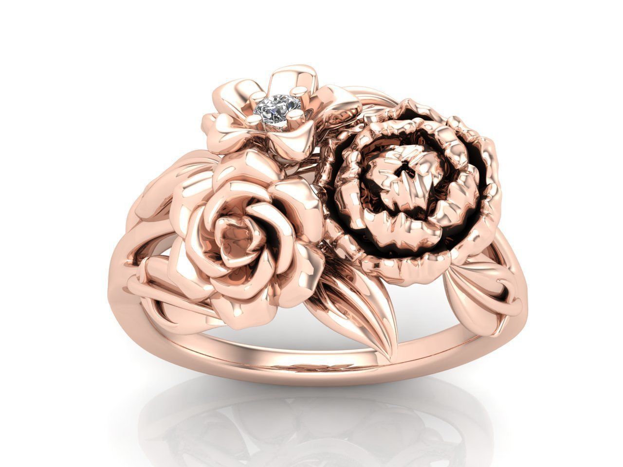 flowers ring 3D print model_2