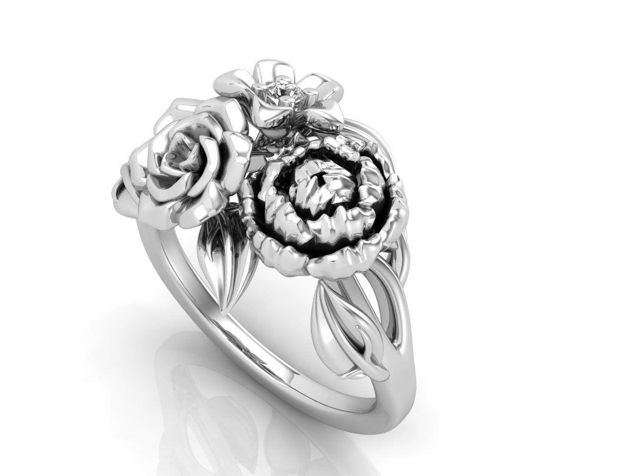 flowers ring 3D print model_7