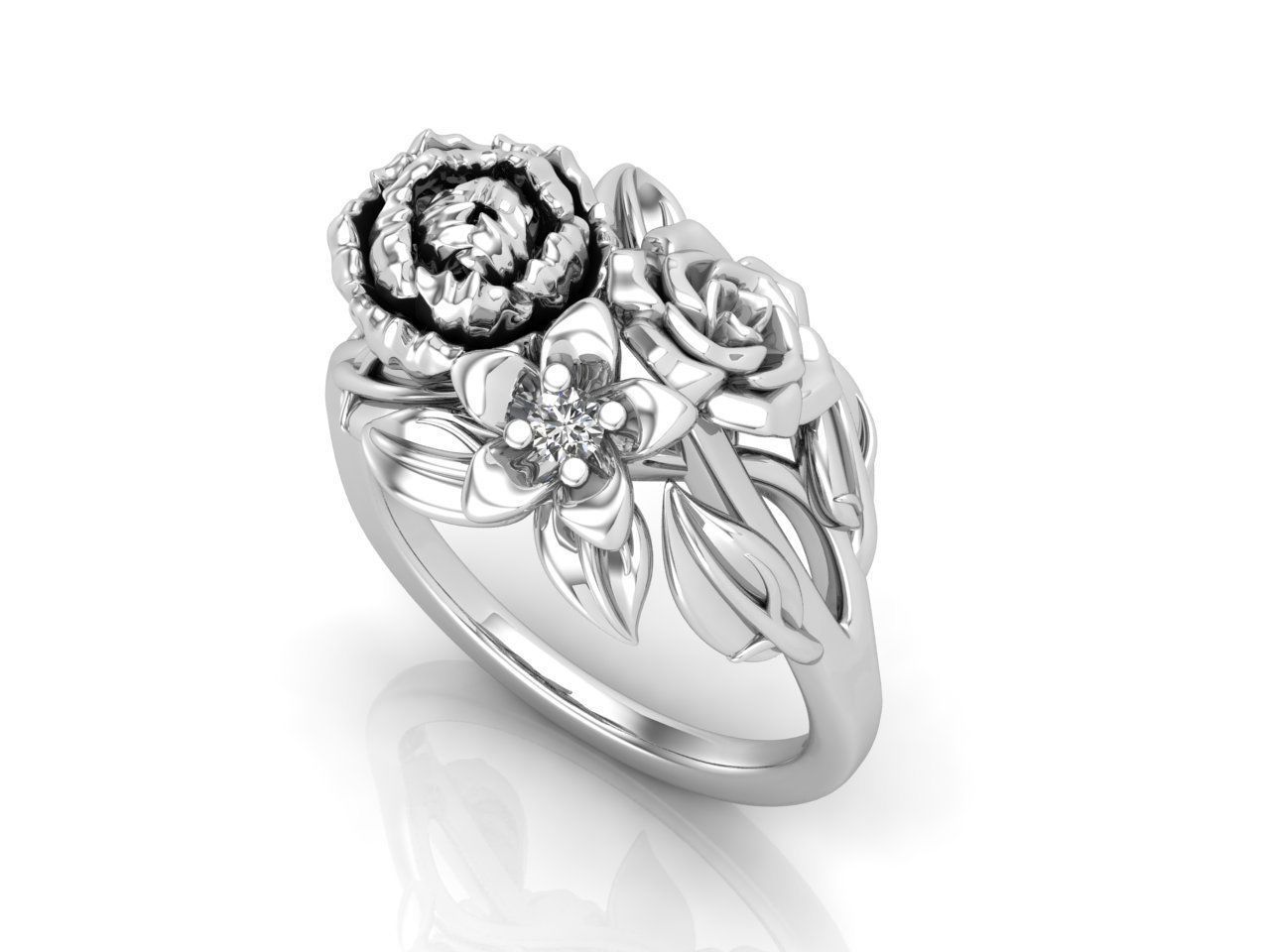 flowers ring 3D print model_5