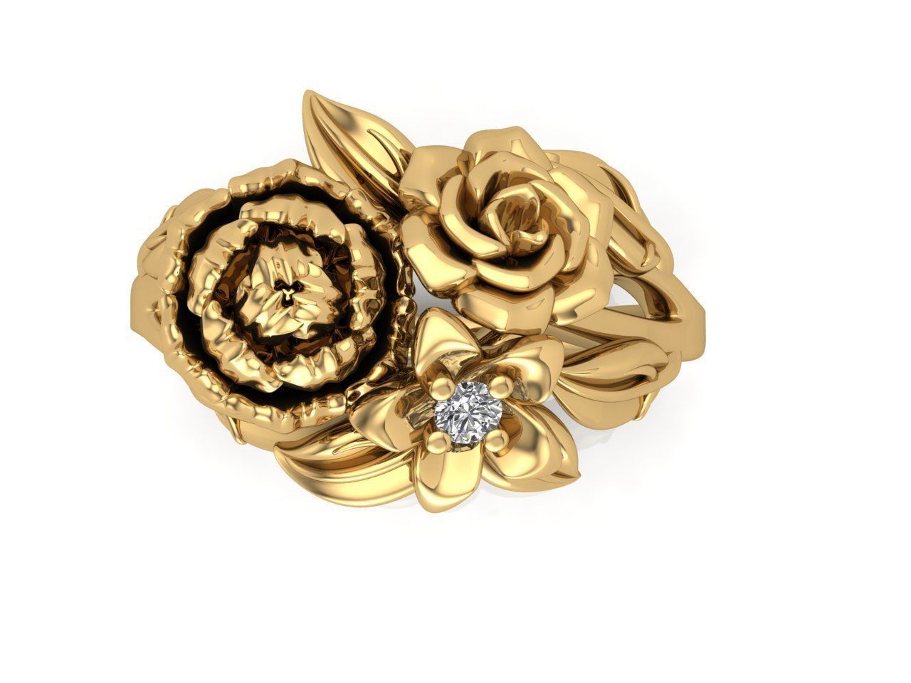 flowers ring 3D print model_1