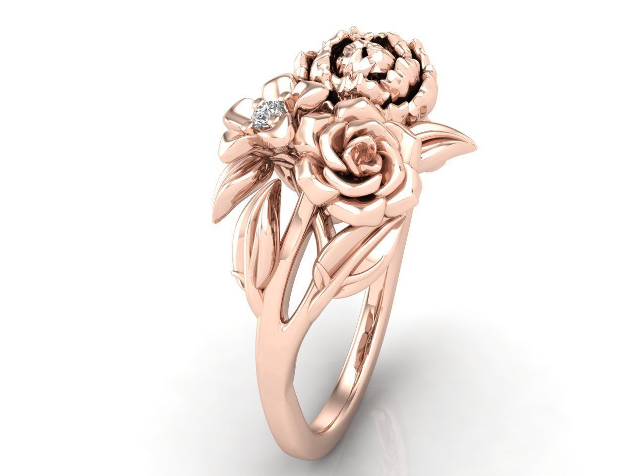 flowers ring 3D print model_9