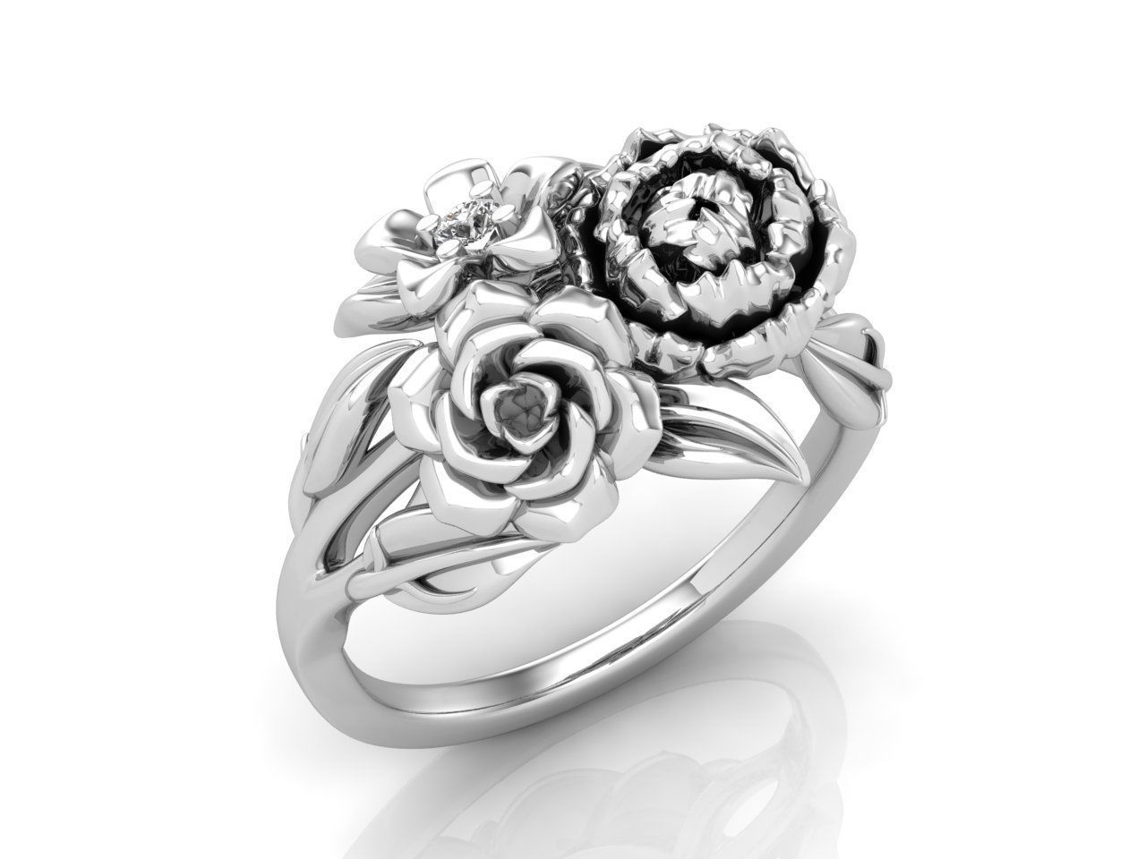 flowers ring 3D print model_6