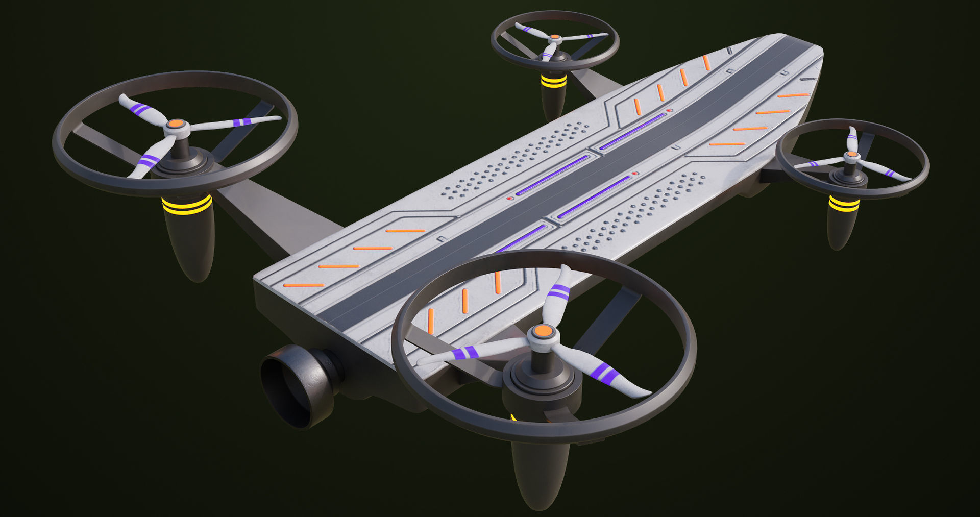Sci Fi Hoverboard 10 All PBR Unity UE Textures Included Low-poly 3D model_16
