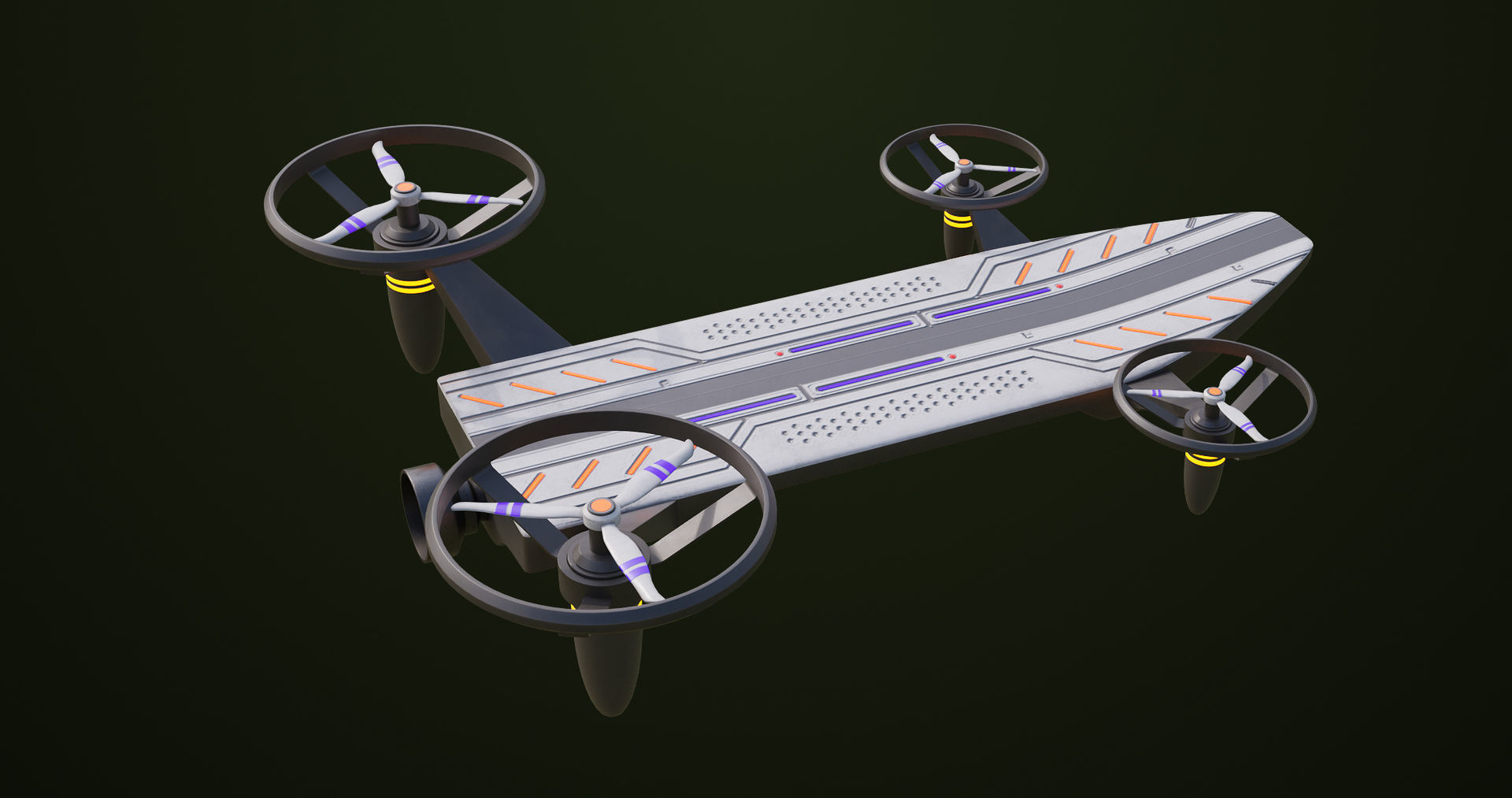 Sci Fi Hoverboard 10 All PBR Unity UE Textures Included Low-poly 3D model_6