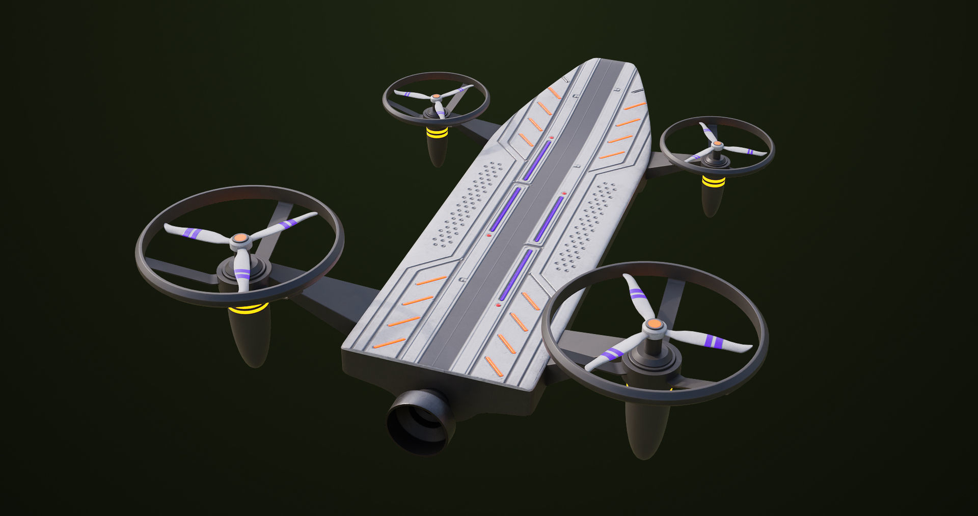 Sci Fi Hoverboard 10 All PBR Unity UE Textures Included Low-poly 3D model_7