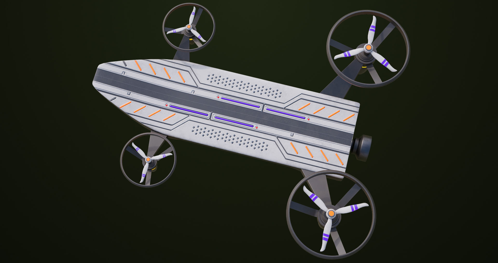 Sci Fi Hoverboard 10 All PBR Unity UE Textures Included Low-poly 3D model_13