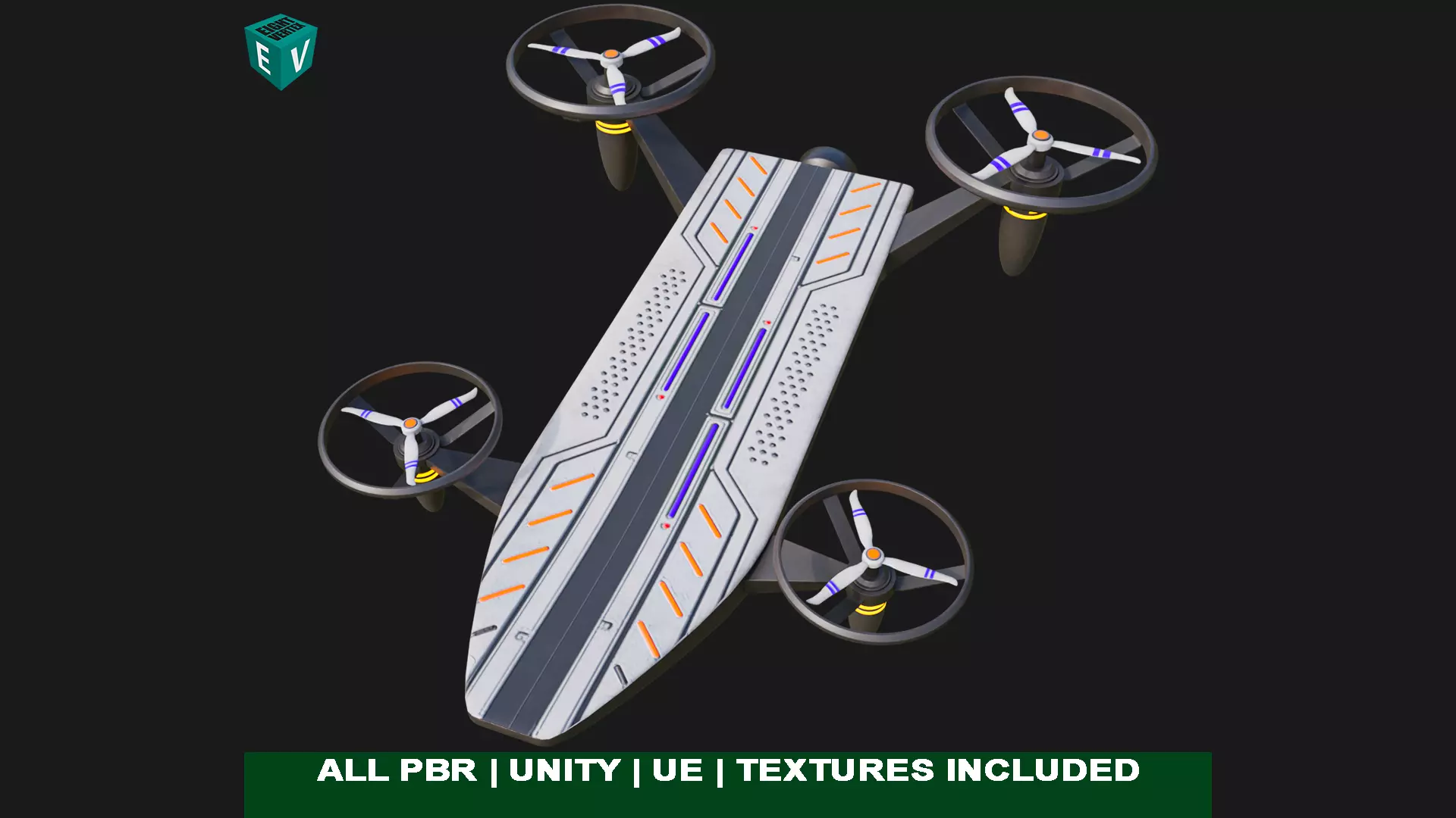 Sci Fi Hoverboard 10 All PBR Unity UE Textures Included Low-poly 3D model_0