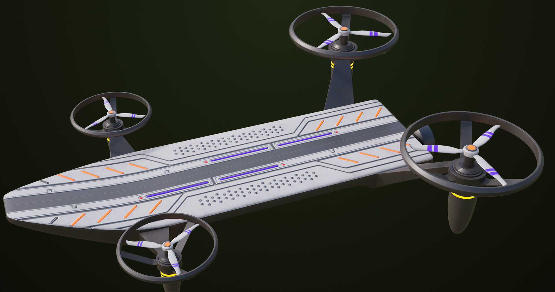 Sci Fi Hoverboard 10 All PBR Unity UE Textures Included Low-poly 3D model_1