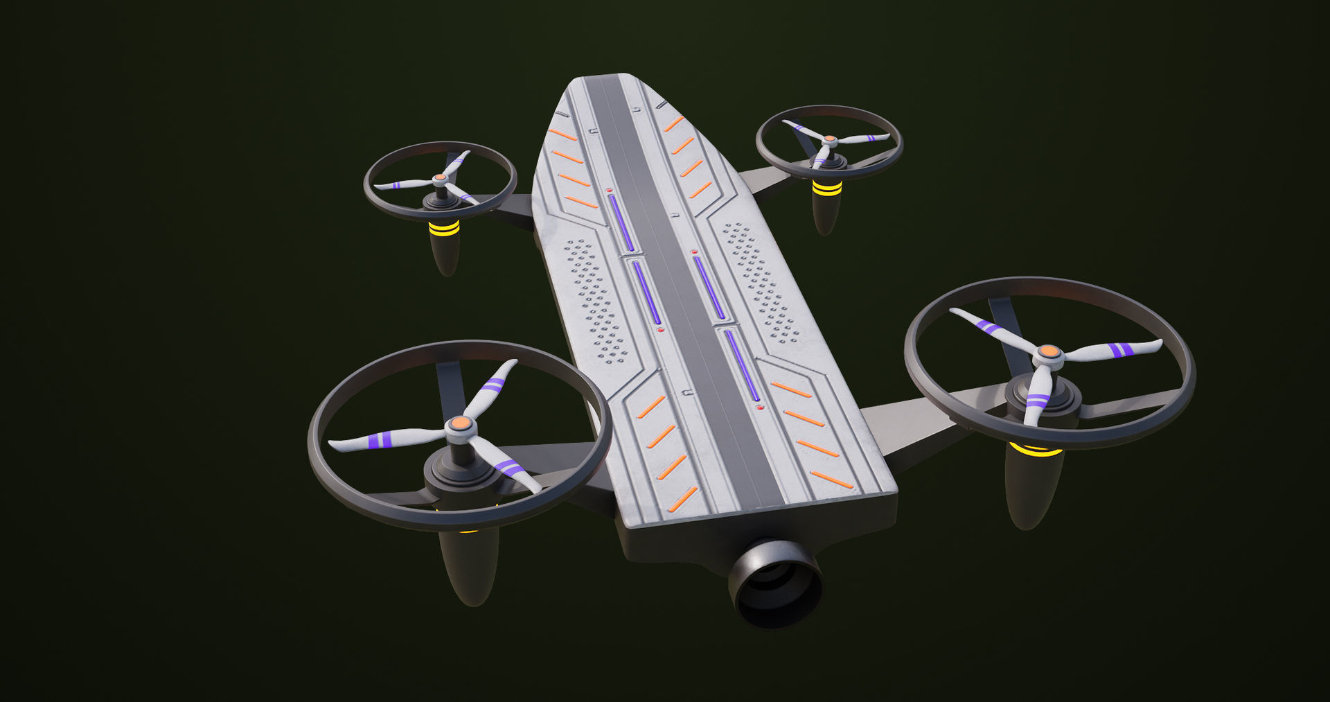 Sci Fi Hoverboard 10 All PBR Unity UE Textures Included Low-poly 3D model_9