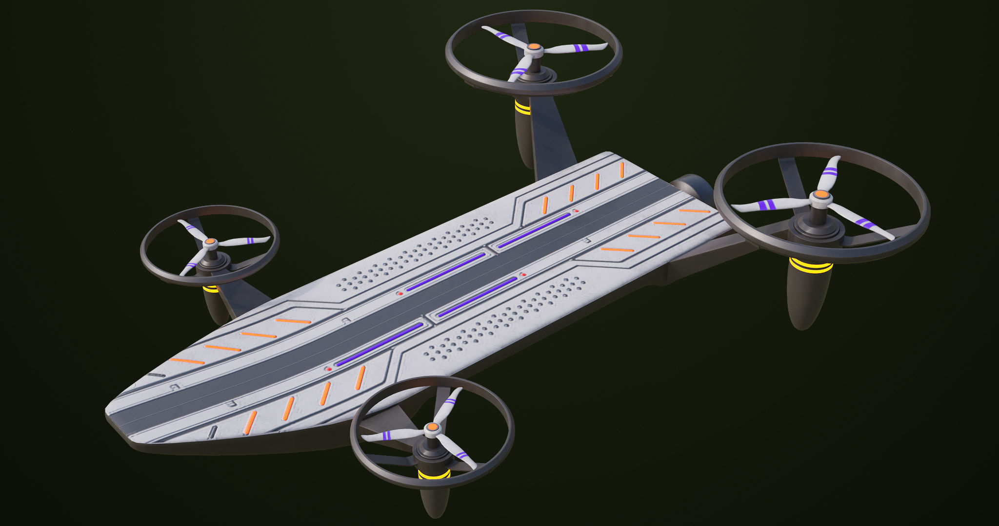 Sci Fi Hoverboard 10 All PBR Unity UE Textures Included Low-poly 3D model_11