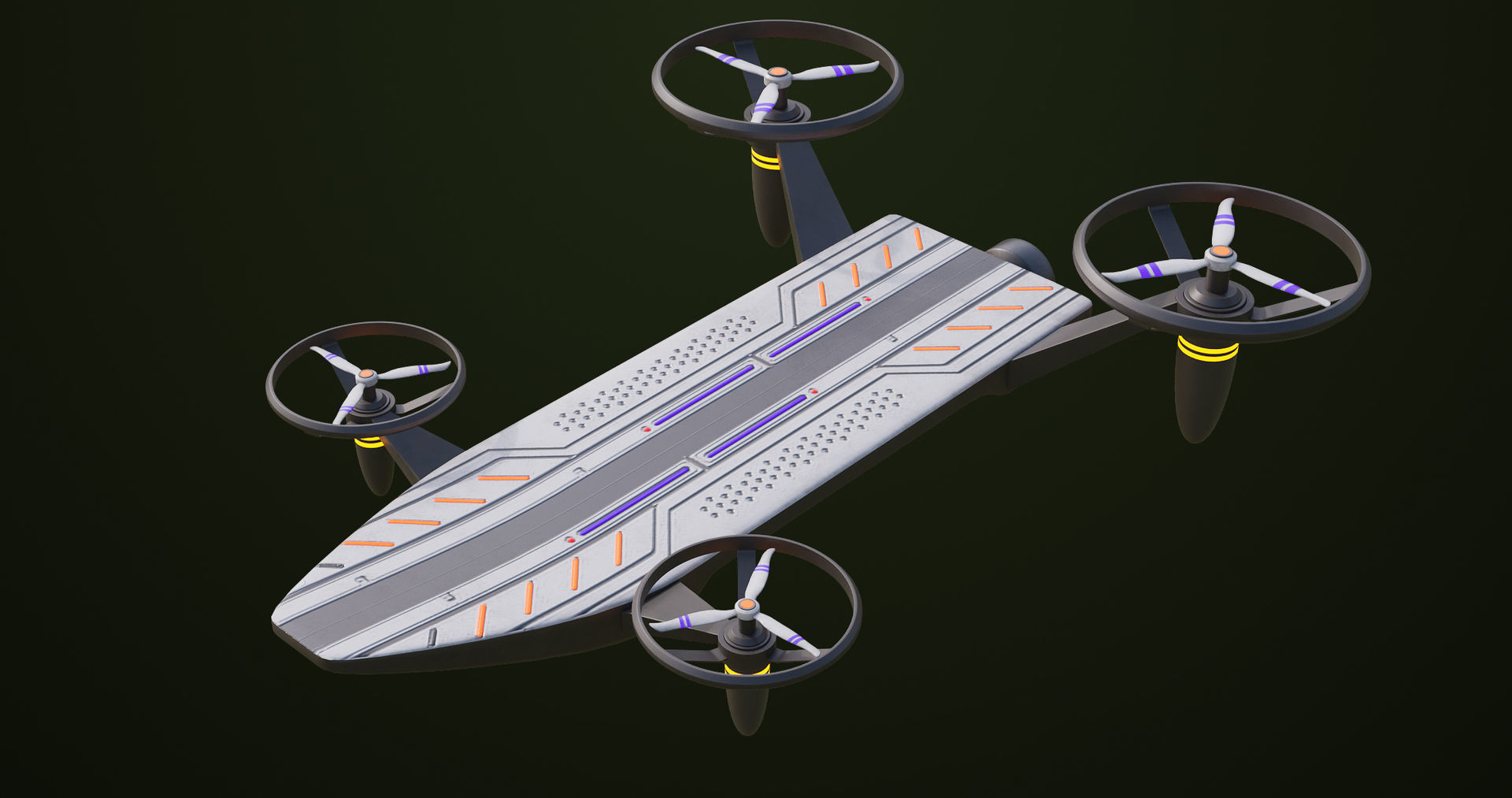 Sci Fi Hoverboard 10 All PBR Unity UE Textures Included Low-poly 3D model_3