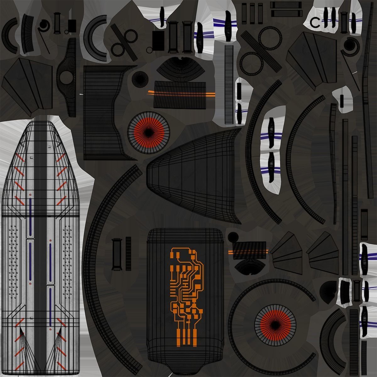 Sci Fi Hoverboard 10 All PBR Unity UE Textures Included Low-poly 3D model_31