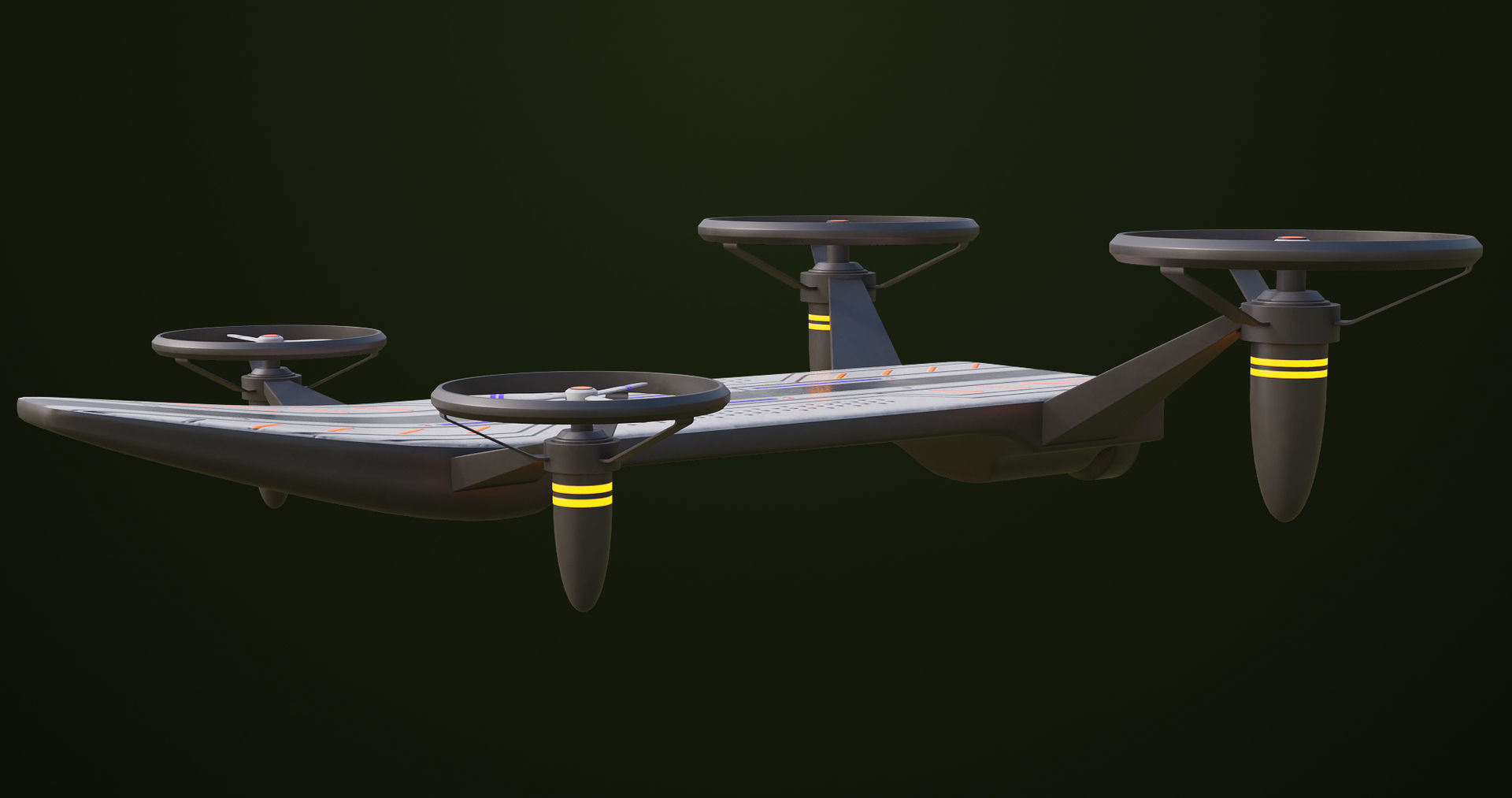 Sci Fi Hoverboard 10 All PBR Unity UE Textures Included Low-poly 3D model_14