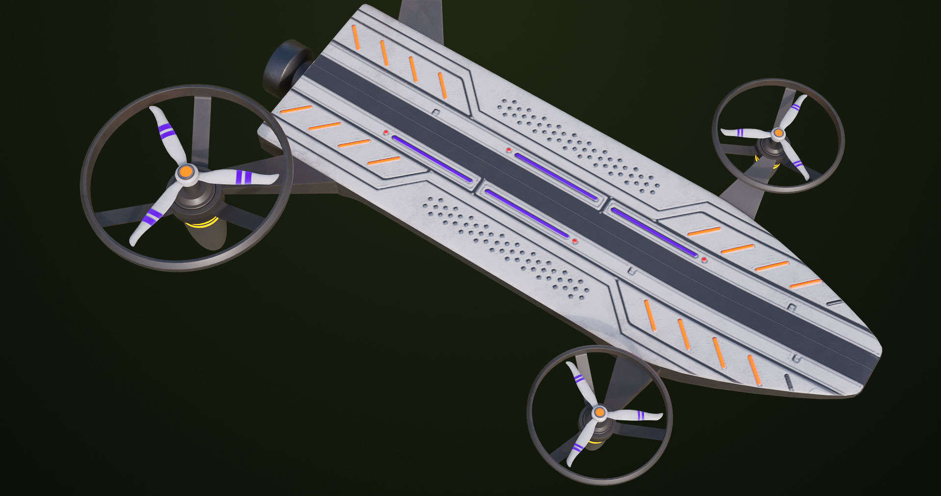 Sci Fi Hoverboard 10 All PBR Unity UE Textures Included Low-poly 3D model_8