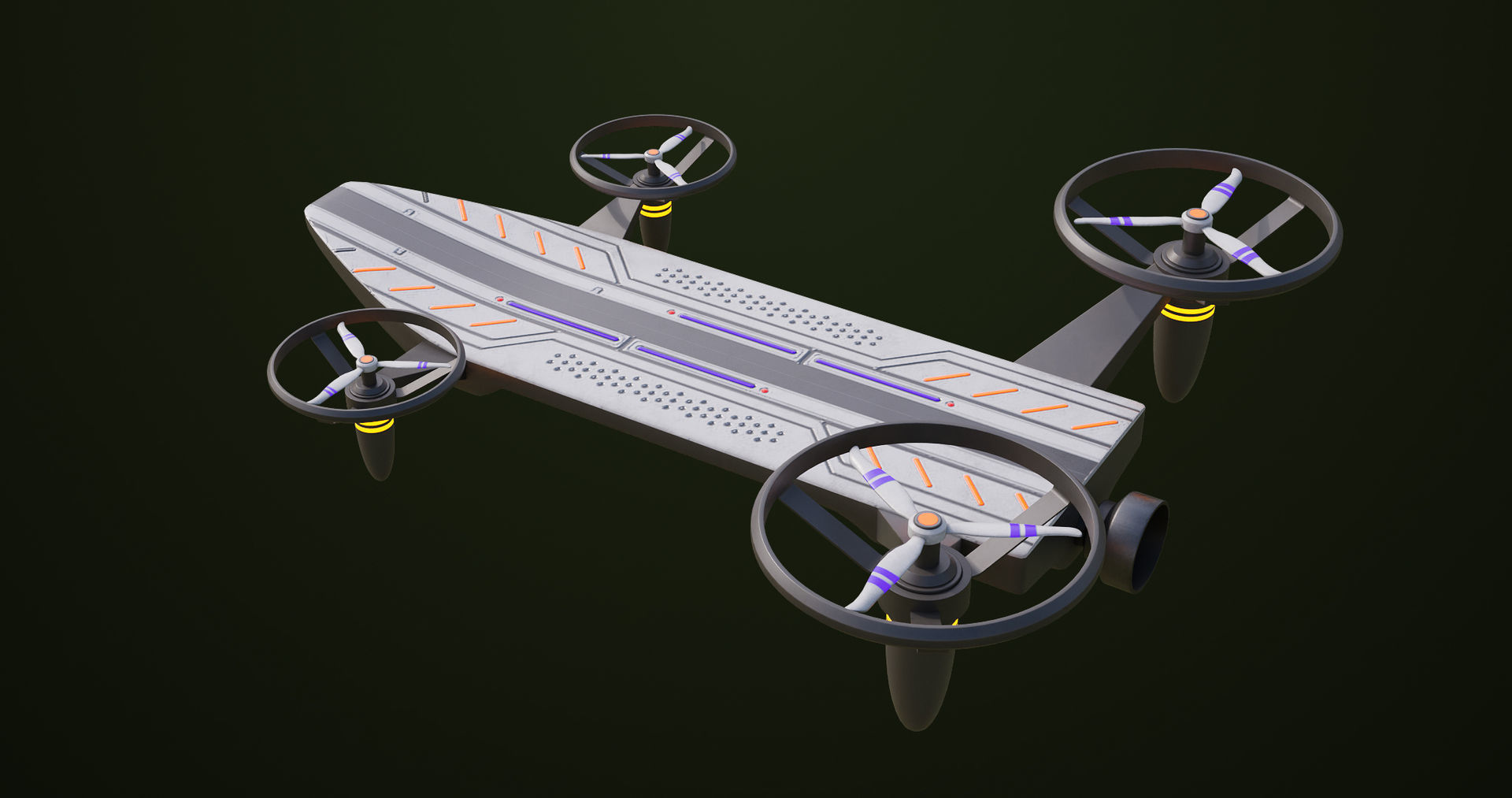Sci Fi Hoverboard 10 All PBR Unity UE Textures Included Low-poly 3D model_10