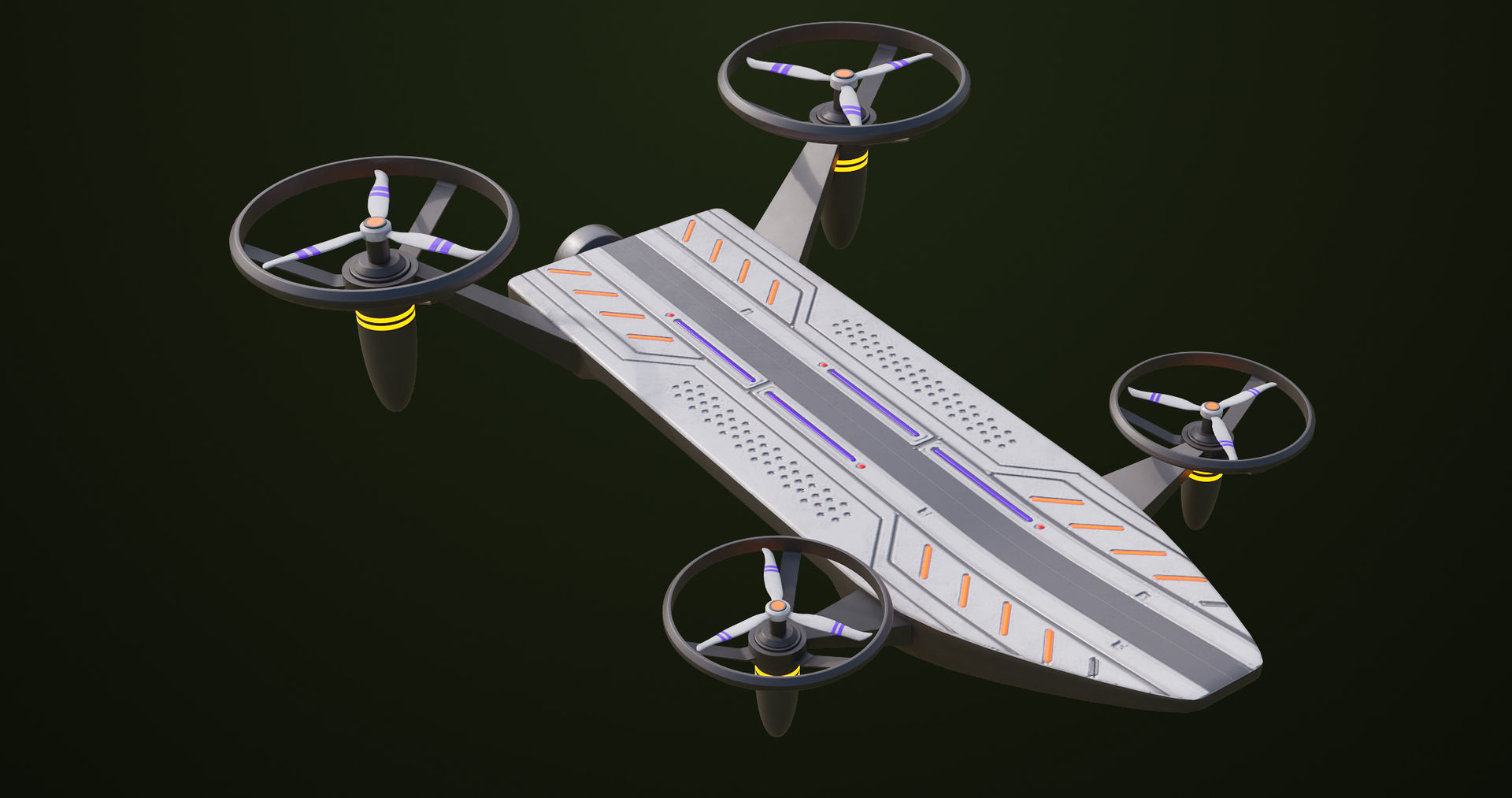 Sci Fi Hoverboard 10 All PBR Unity UE Textures Included Low-poly 3D model_5