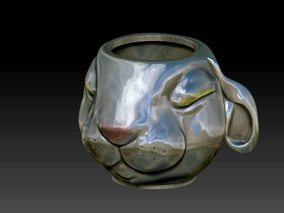 the rabbit face vase  3D print model_2