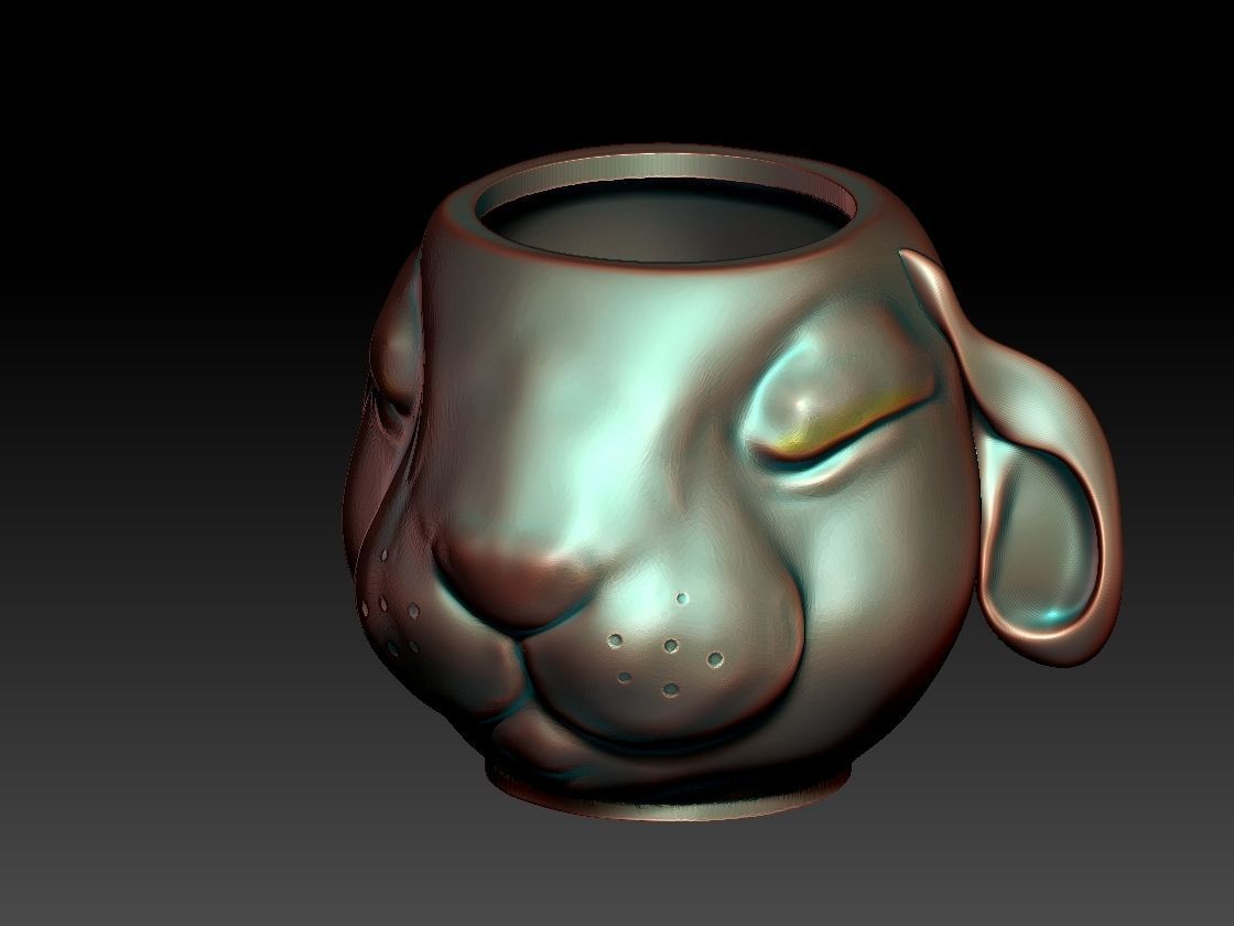 the rabbit face vase  3D print model_12