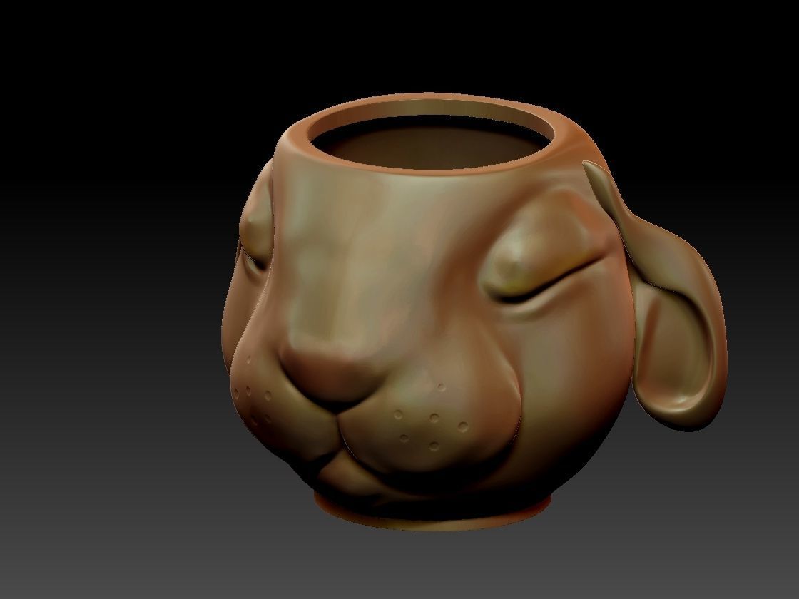 the rabbit face vase  3D print model_3