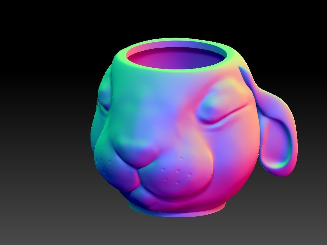 the rabbit face vase  3D print model_5