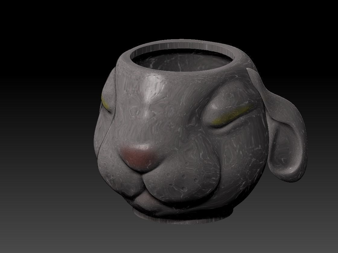 the rabbit face vase  3D print model_4