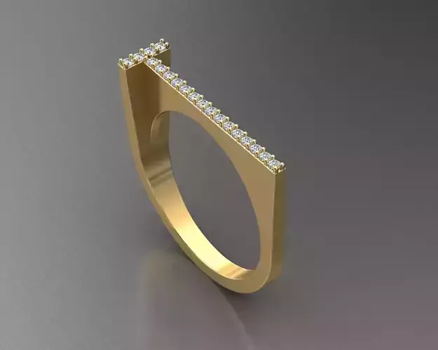 alphabet jewelry ring diamond letter T 3D print model