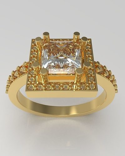 Statement ring with cube halo 3D print model
