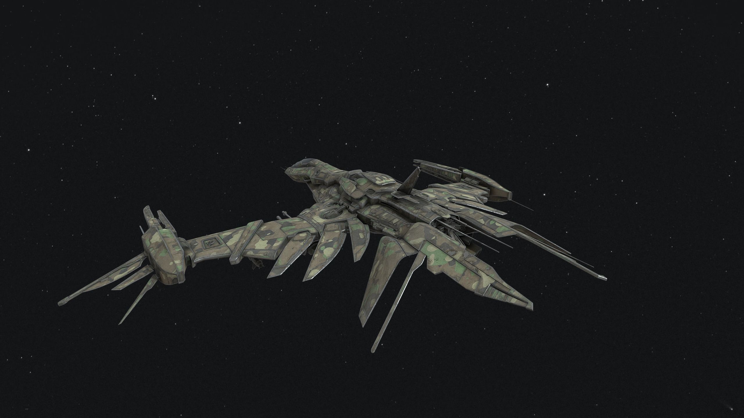 29Frigid-Affection-Fighter spaceship flying in night sky Free 3D model_2