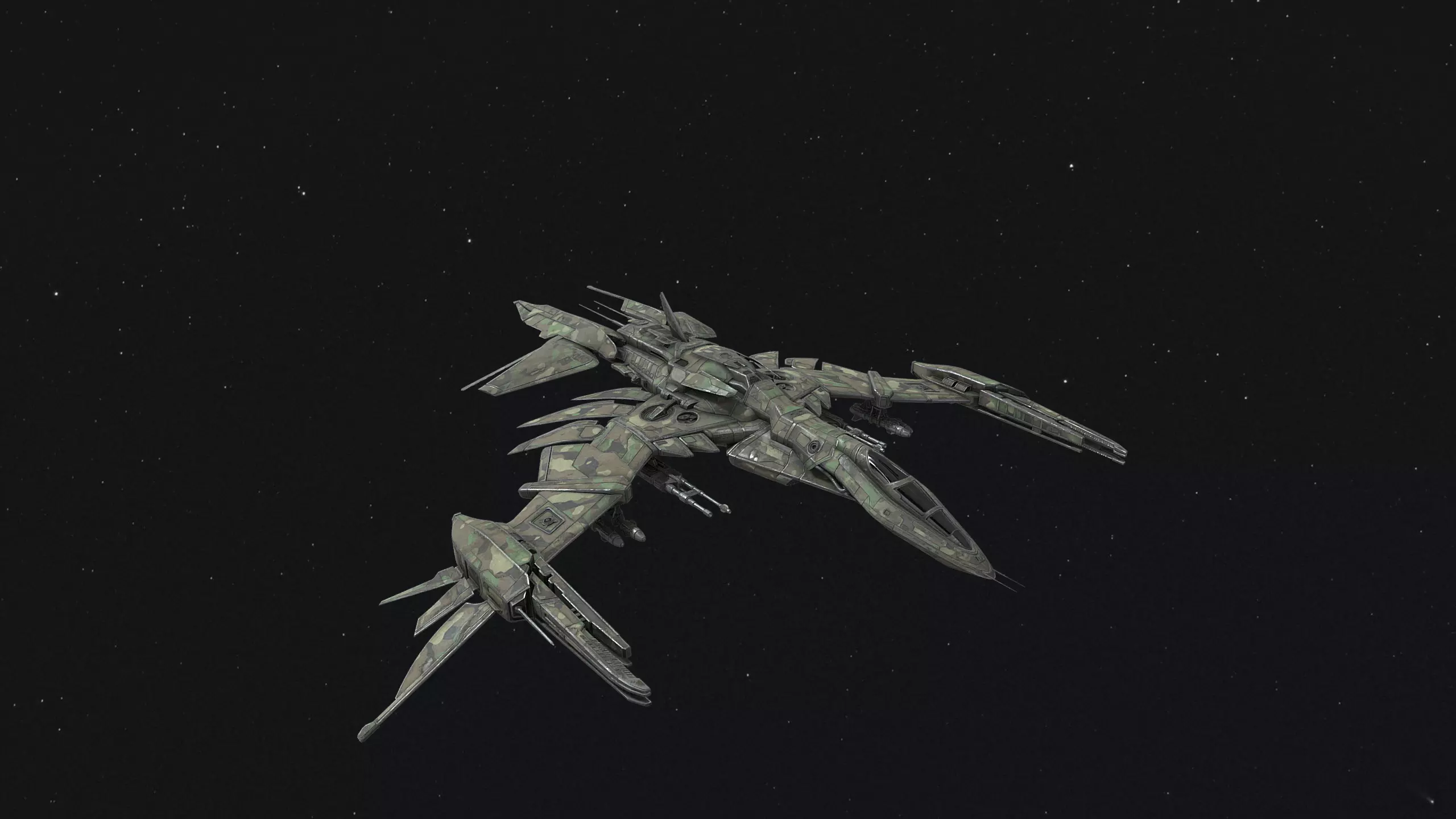 29Frigid-Affection-Fighter spaceship flying in night sky Free 3D model_0