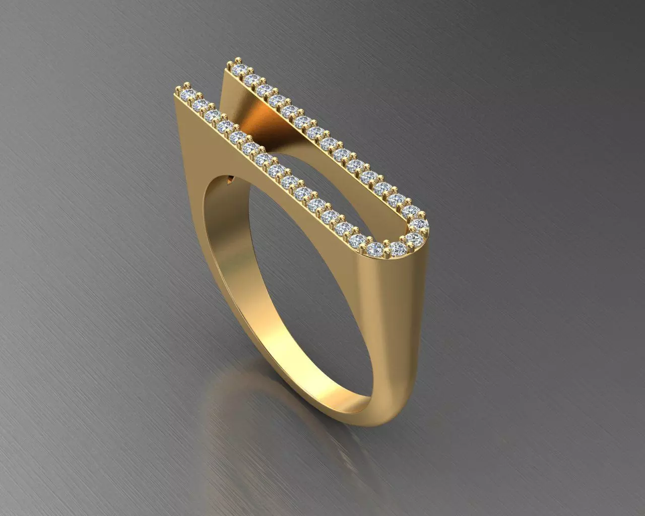 alphabet jewelry ring diamond letter U 3D print model