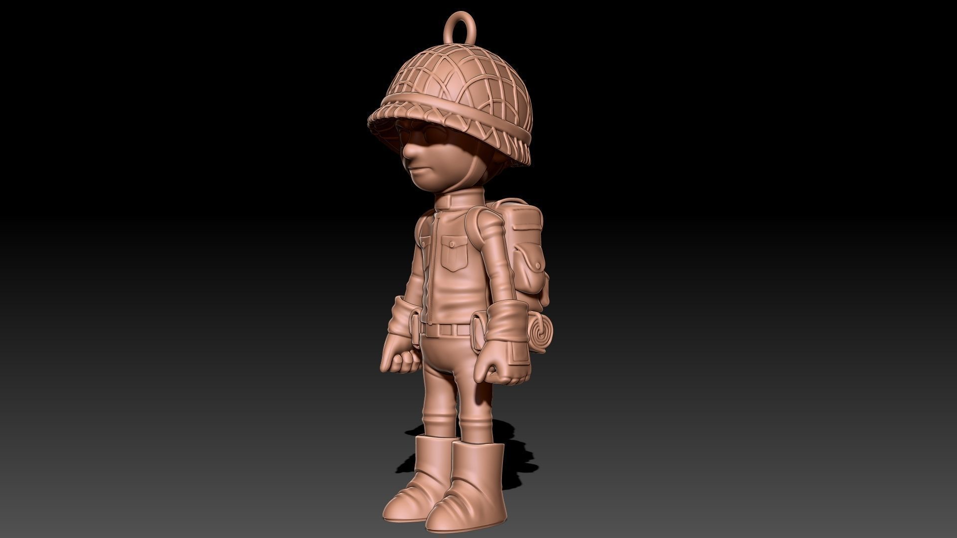 American soldier ww2 keychain 3D print model_1