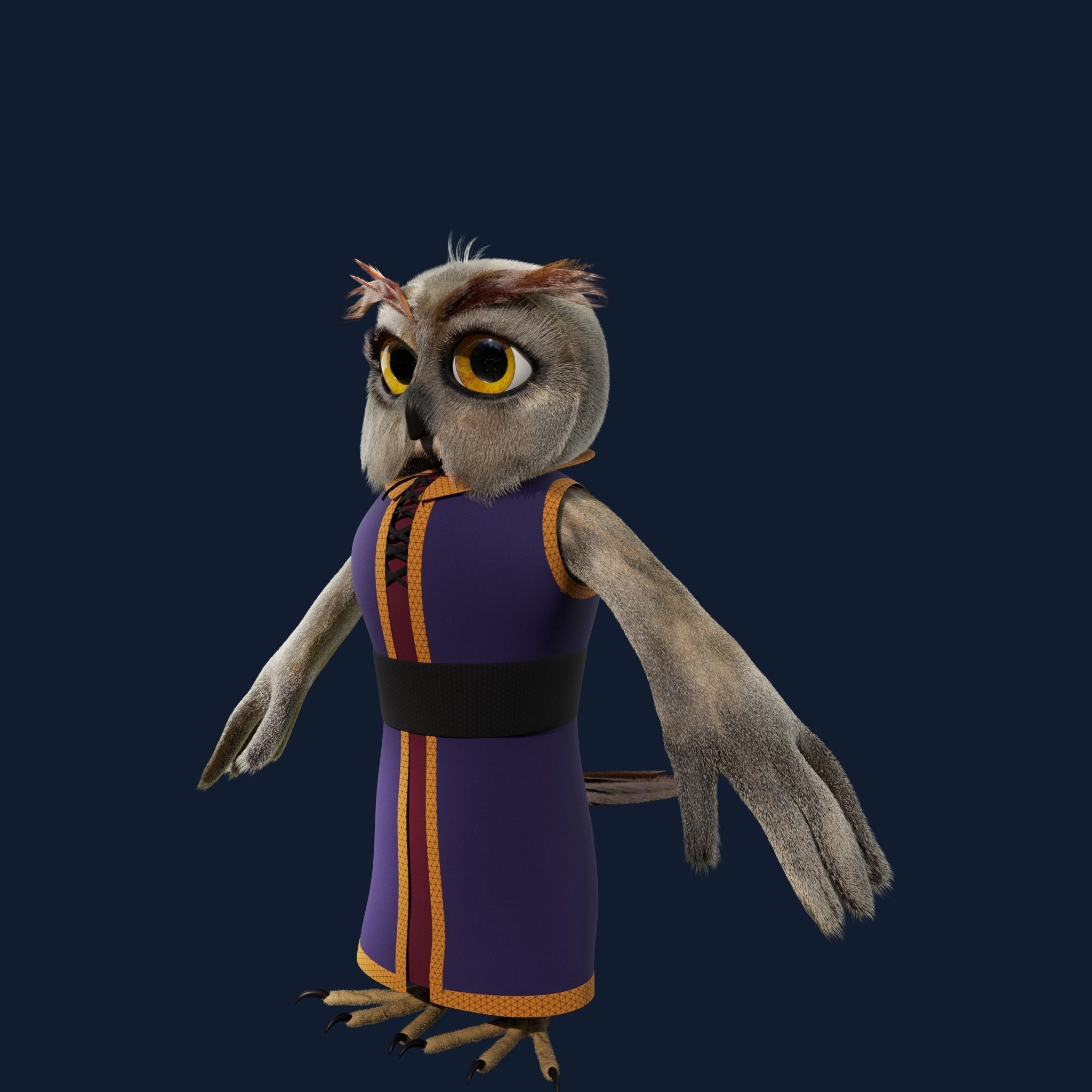 Cartoon Owl Rigged 3D model_13