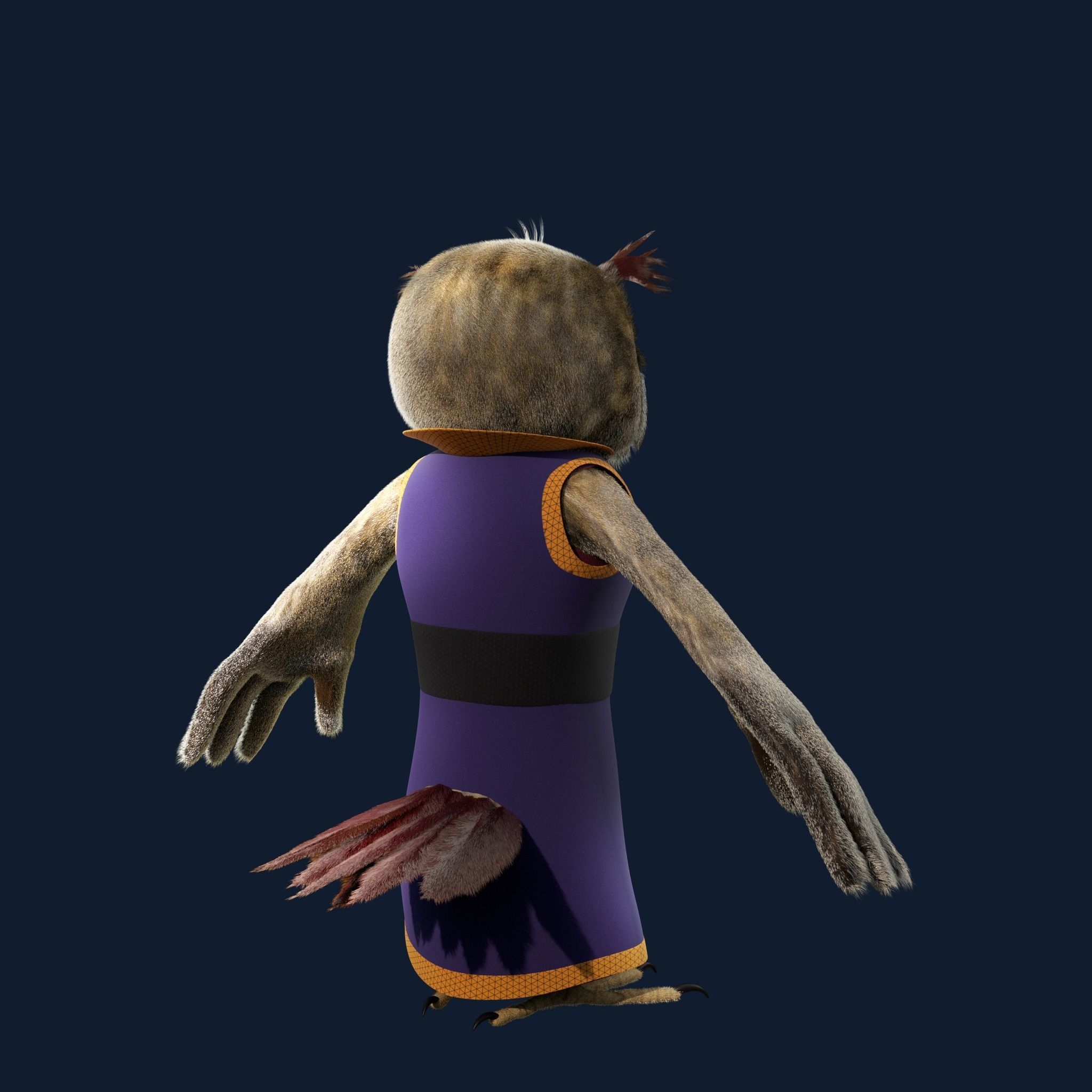 Cartoon Owl Rigged 3D model_10