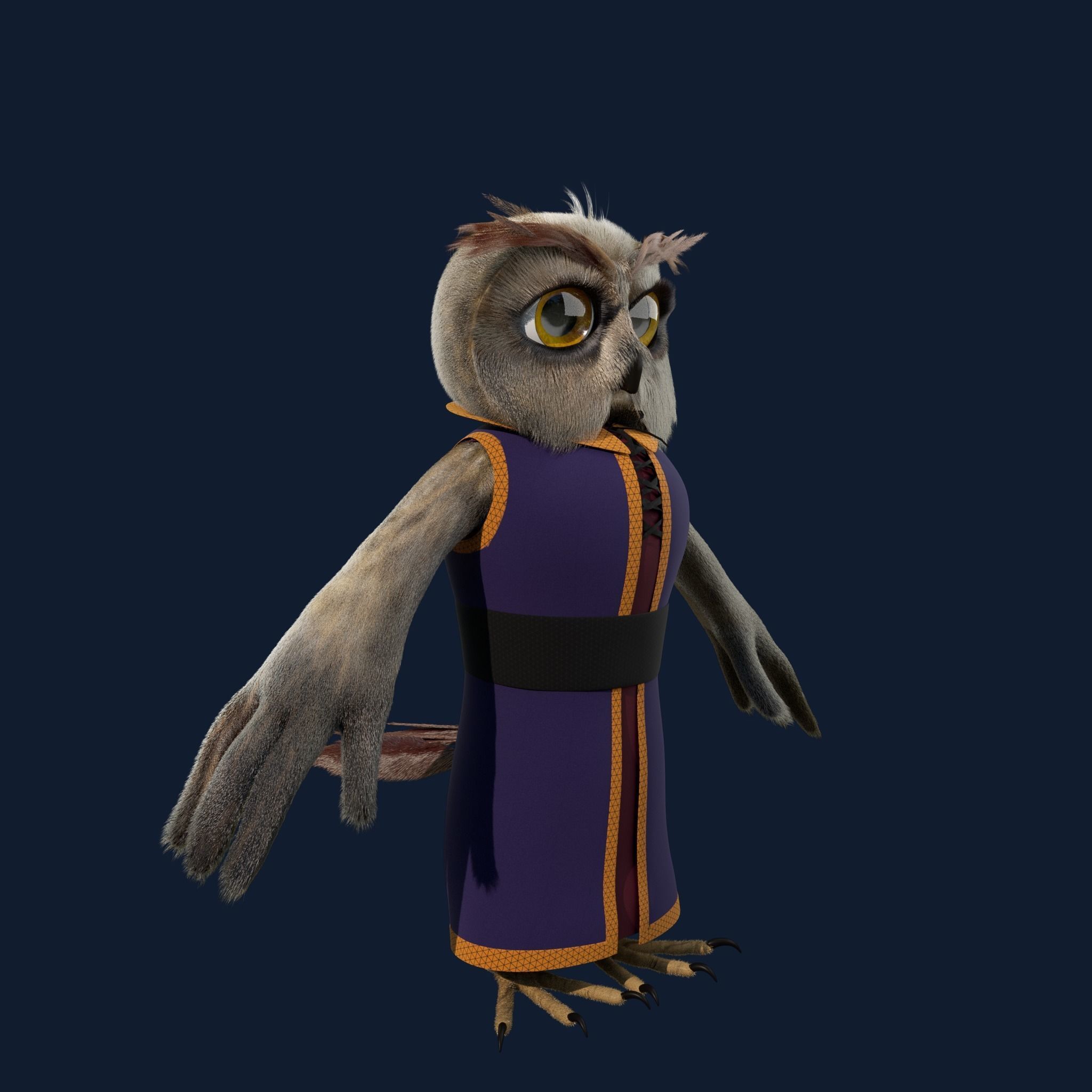 Cartoon Owl Rigged 3D model_8