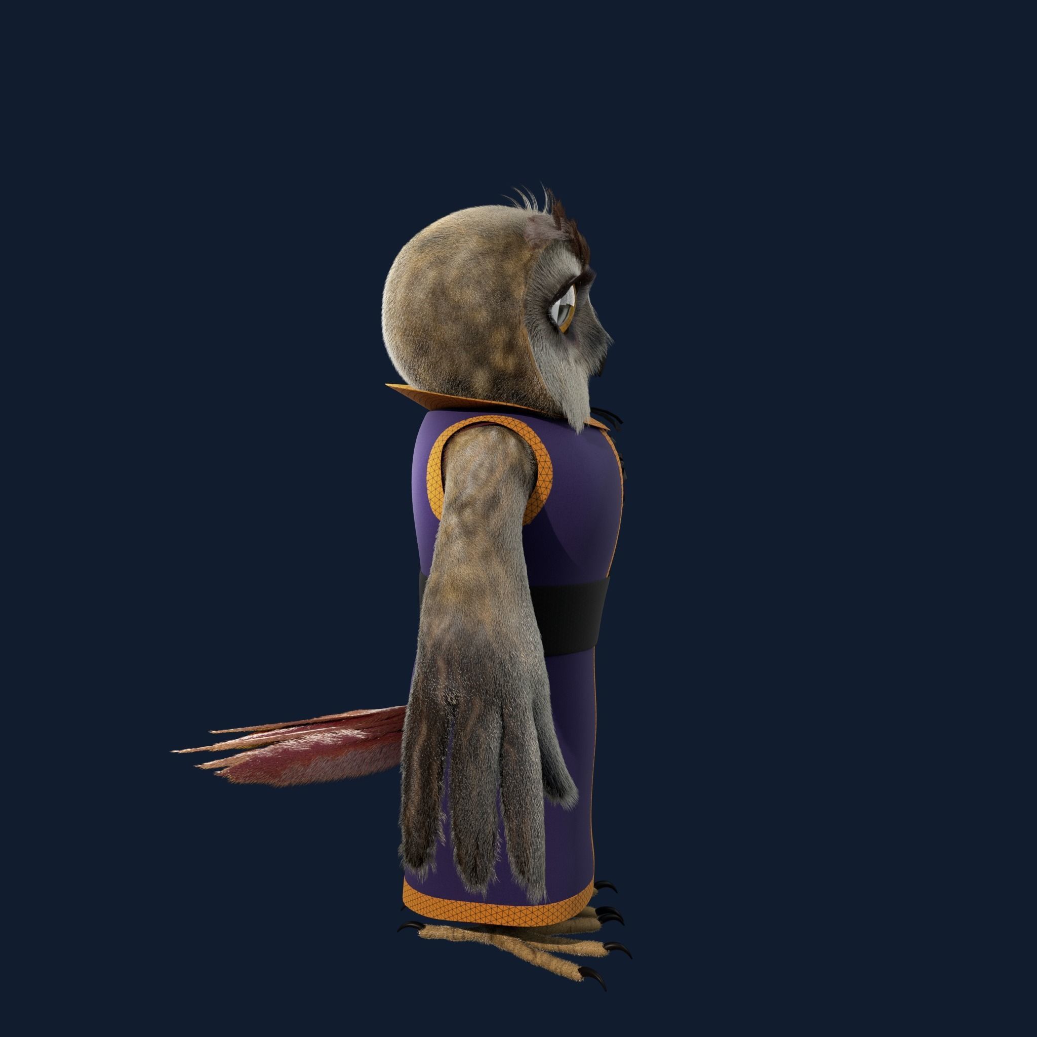 Cartoon Owl Rigged 3D model_9