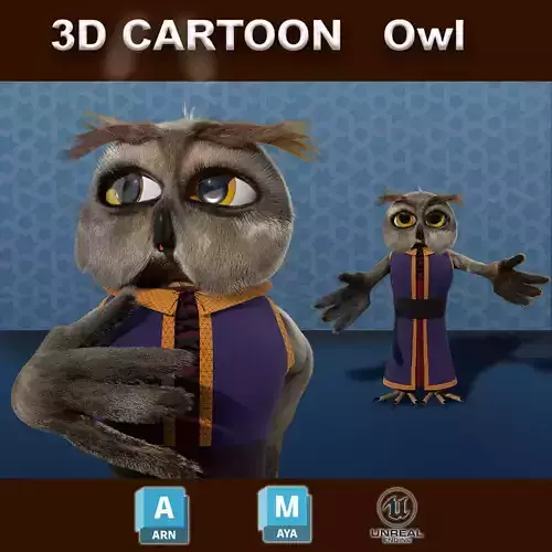 Cartoon Owl Rigged 3D model