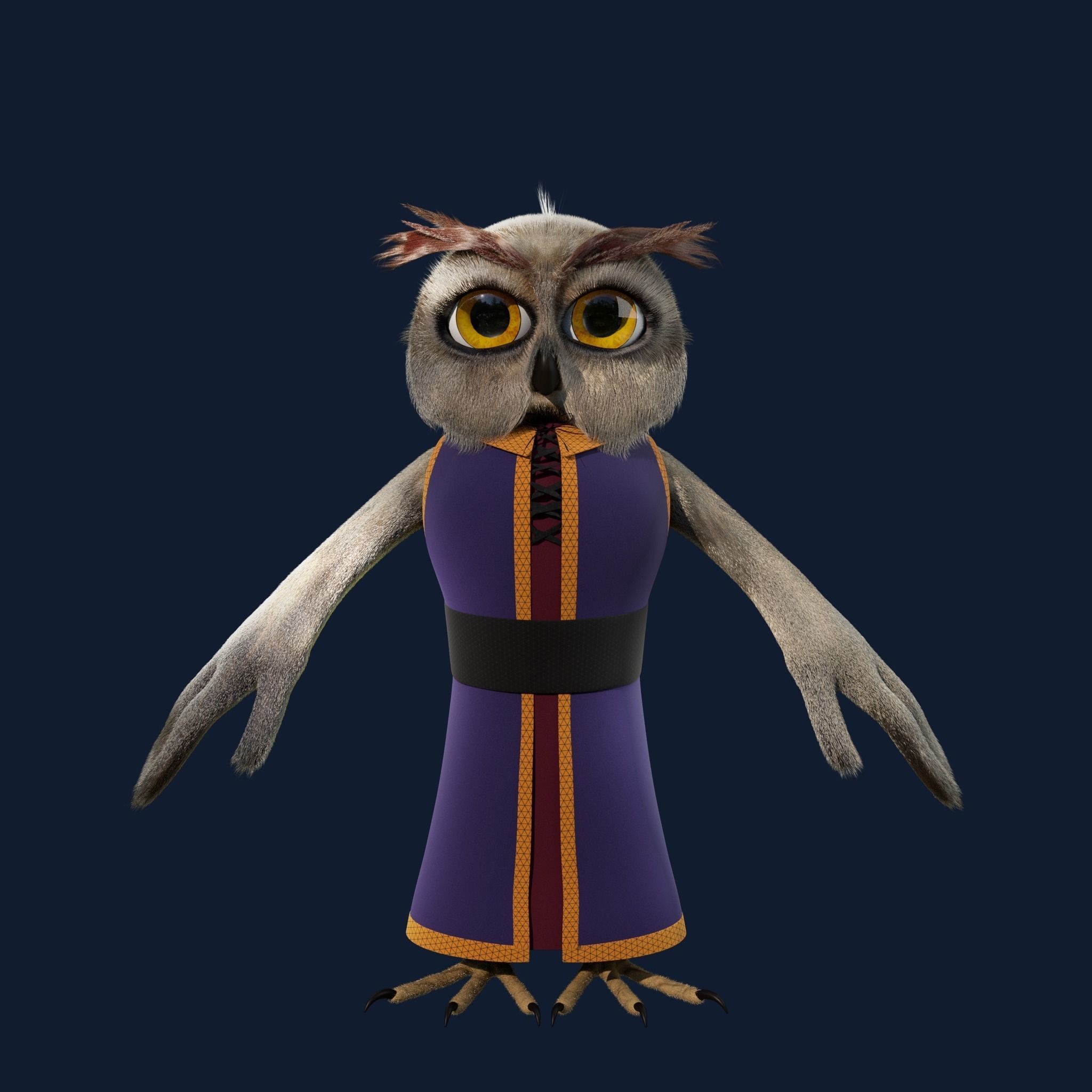 Cartoon Owl Rigged 3D model_7