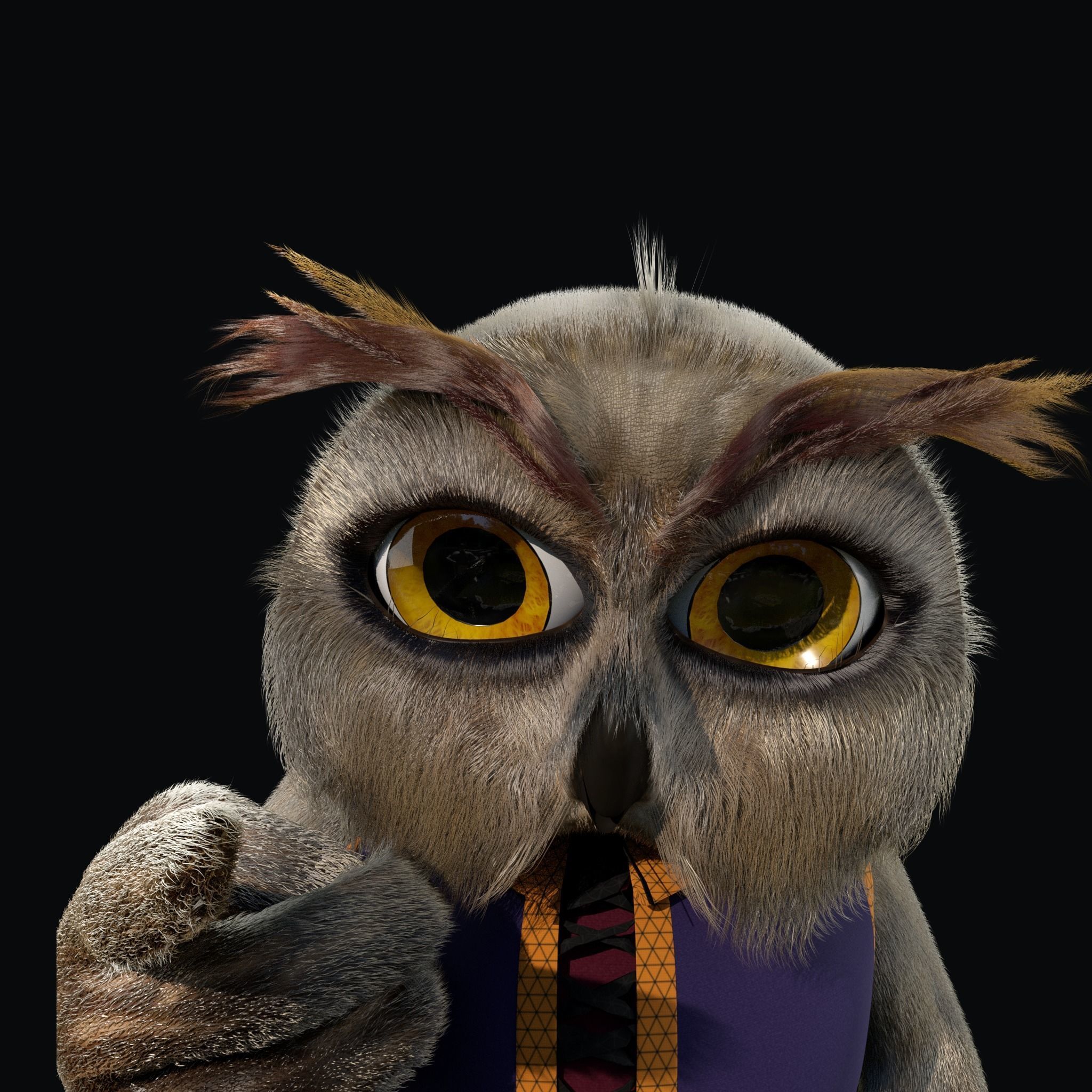 Cartoon Owl Rigged 3D model_5