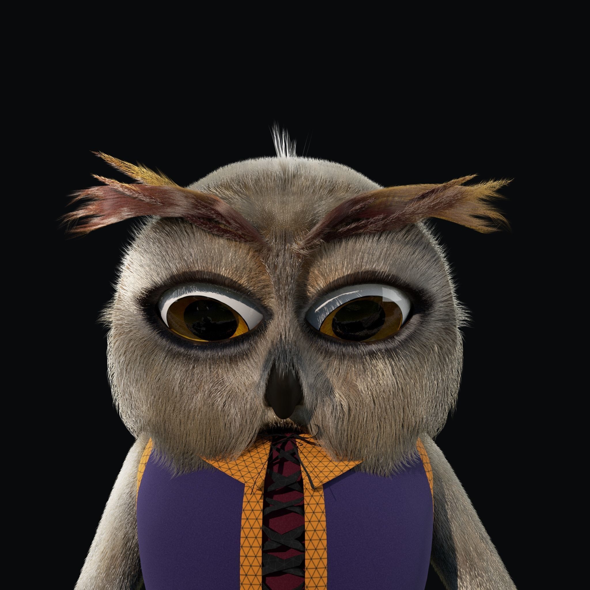 Cartoon Owl Rigged 3D model_4