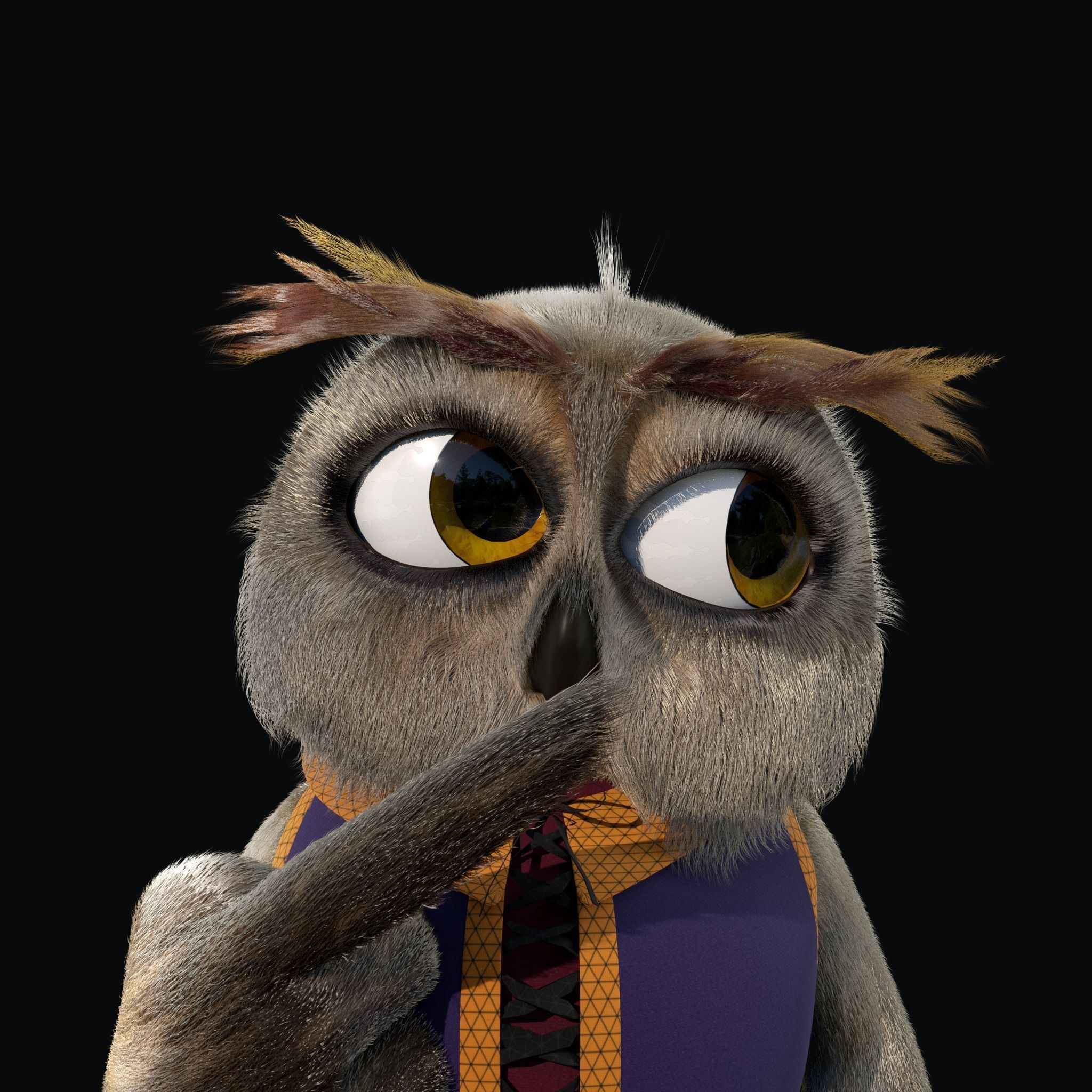Cartoon Owl Rigged 3D model_2
