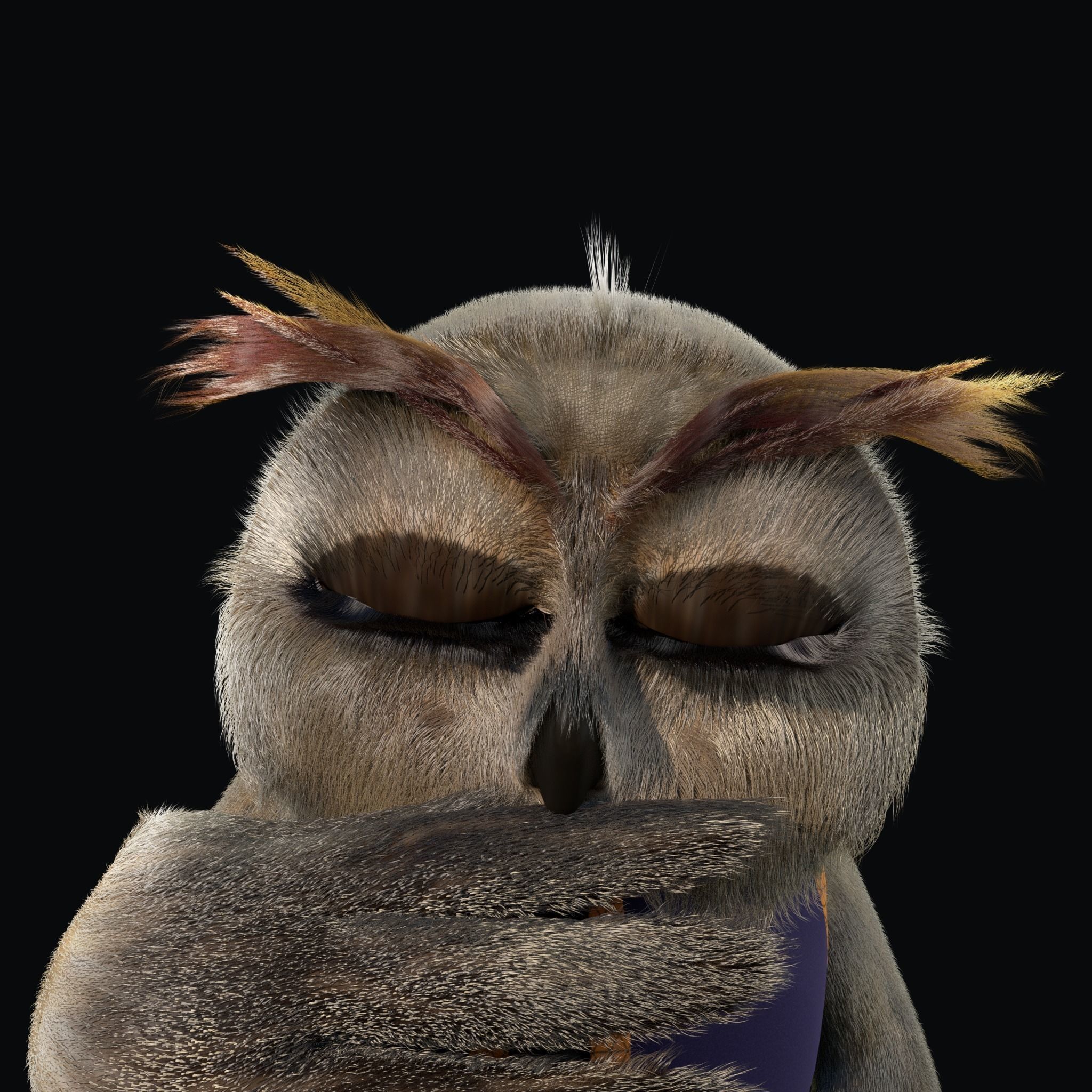Cartoon Owl Rigged 3D model_6