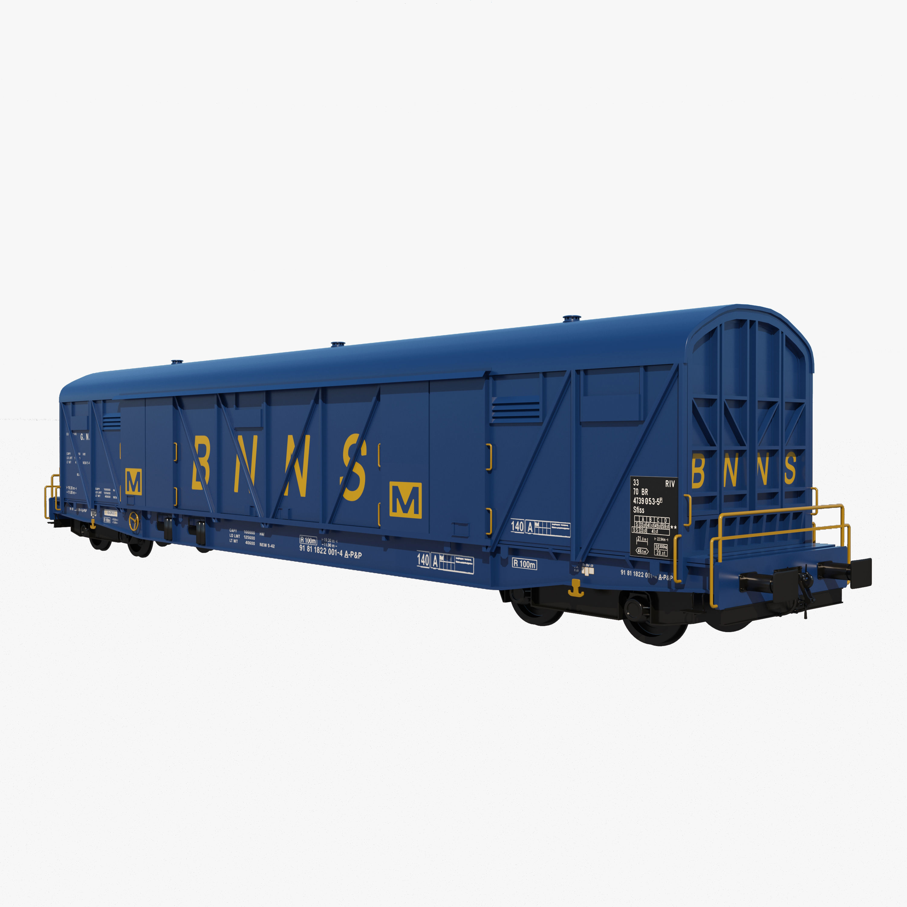 train wagons pack 3D model_1