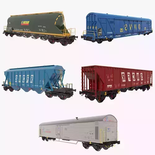 train wagons pack 3D model