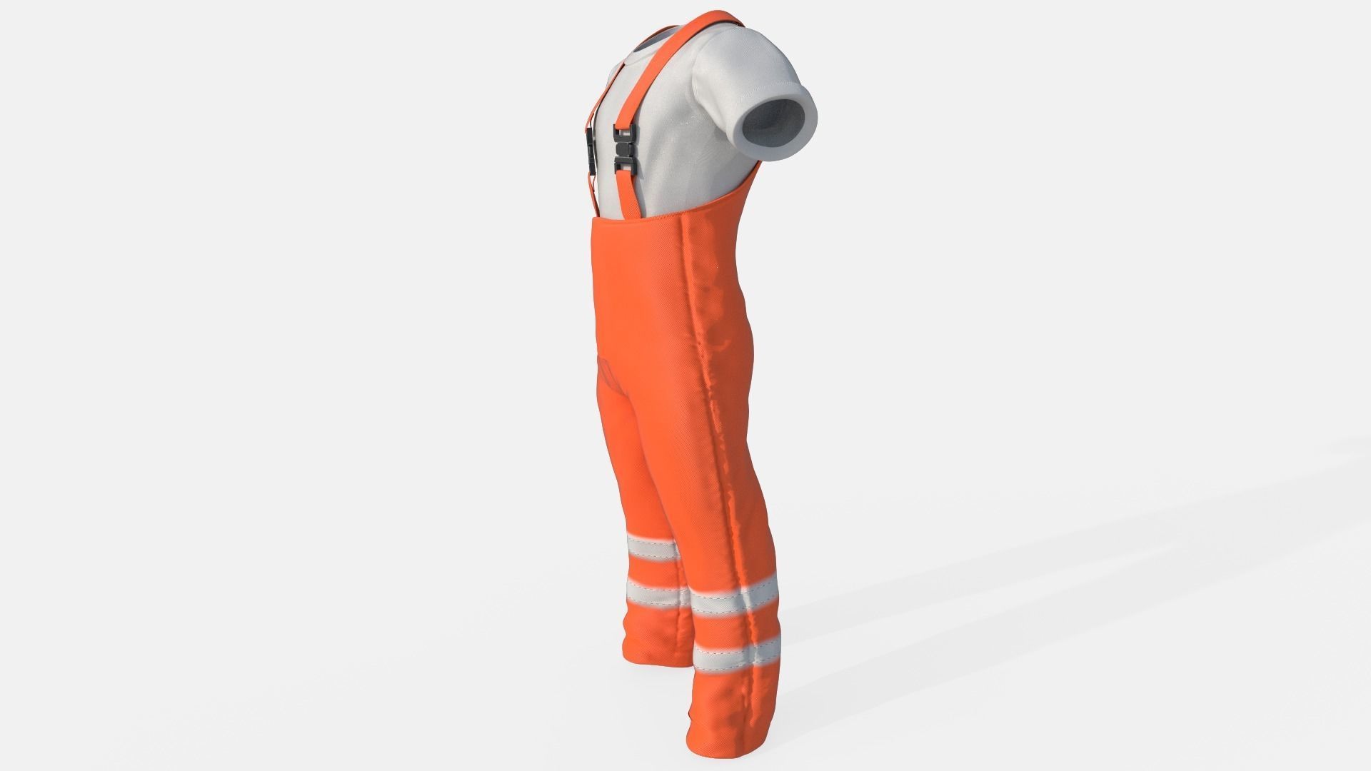Orange  Mens Overall Pants Low-poly 3D model_12
