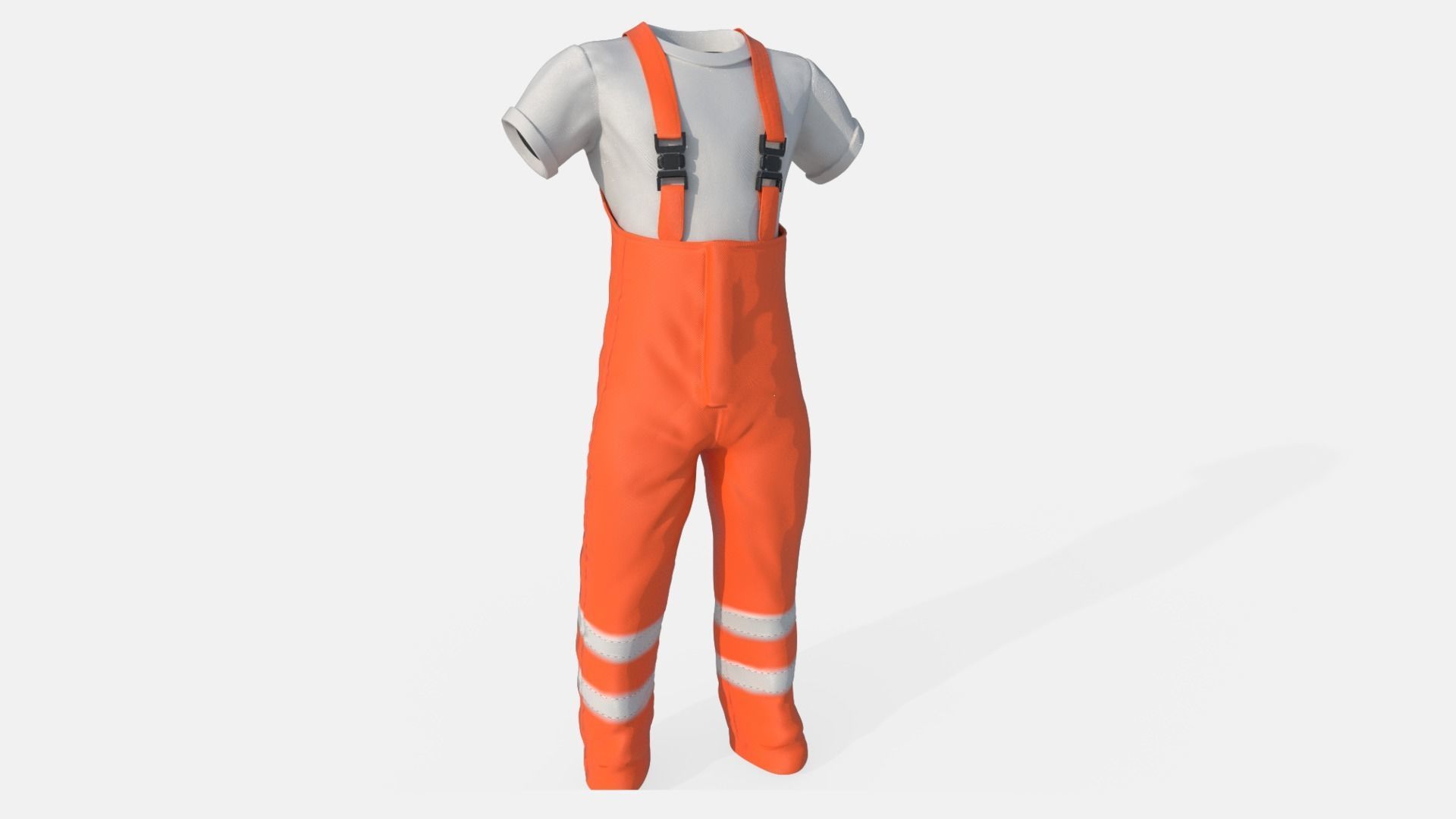 Orange  Mens Overall Pants Low-poly 3D model_11