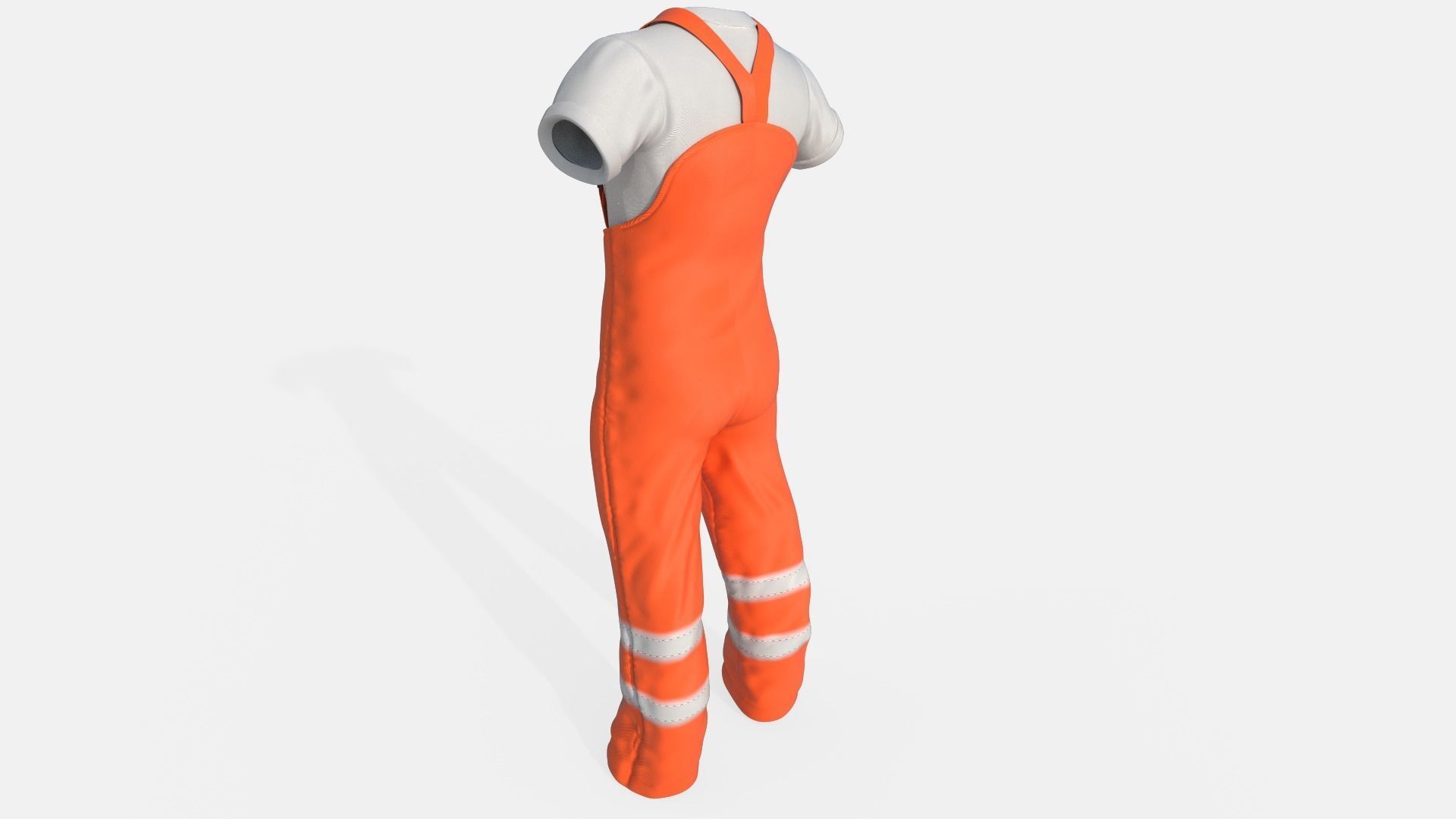Orange  Mens Overall Pants Low-poly 3D model_4