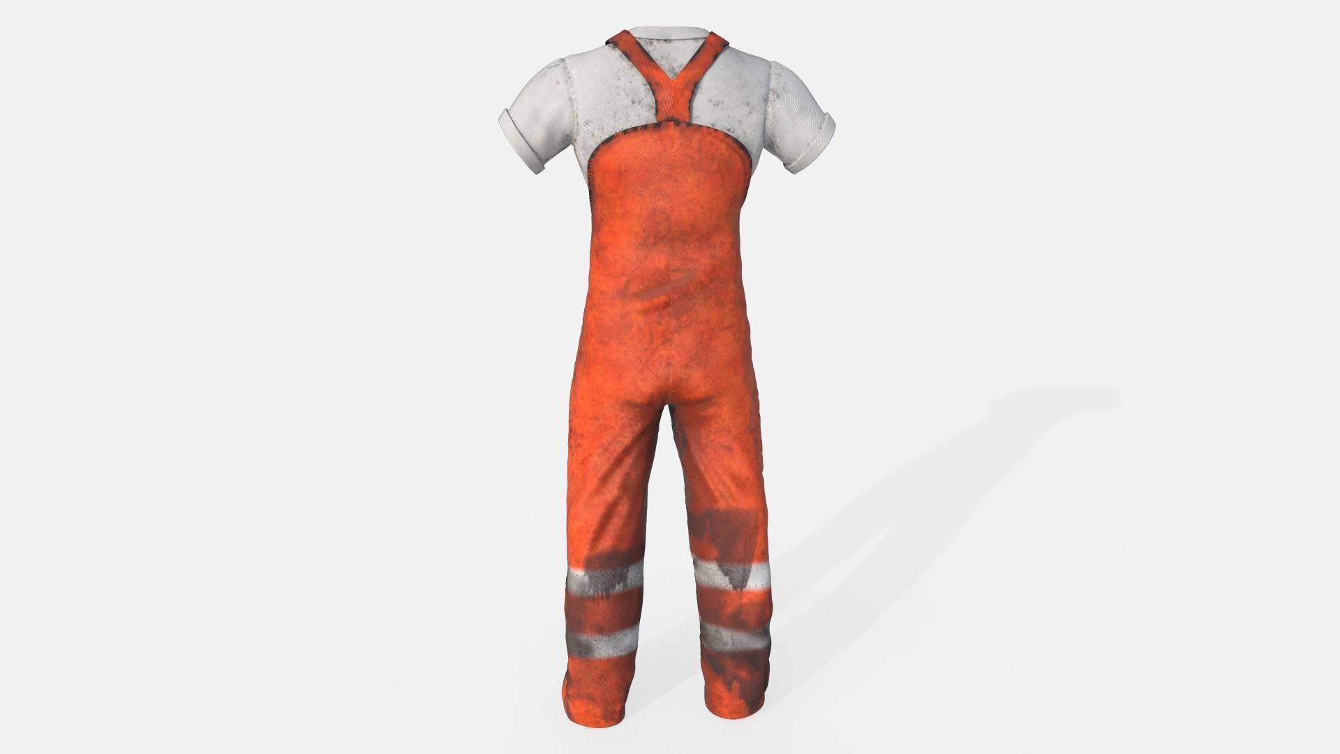 Orange  Mens Overall Pants Low-poly 3D model_5