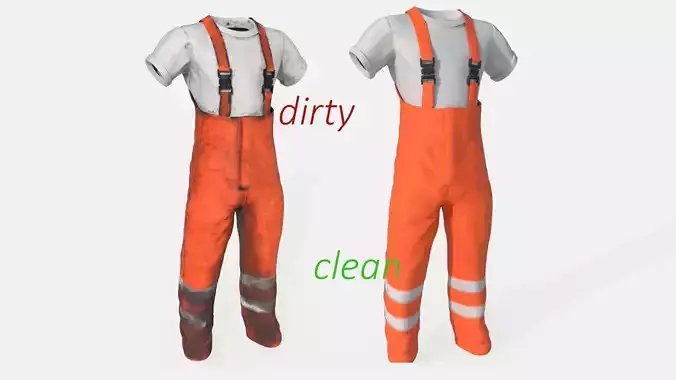 Orange  Mens Overall Pants Low-poly 3D model