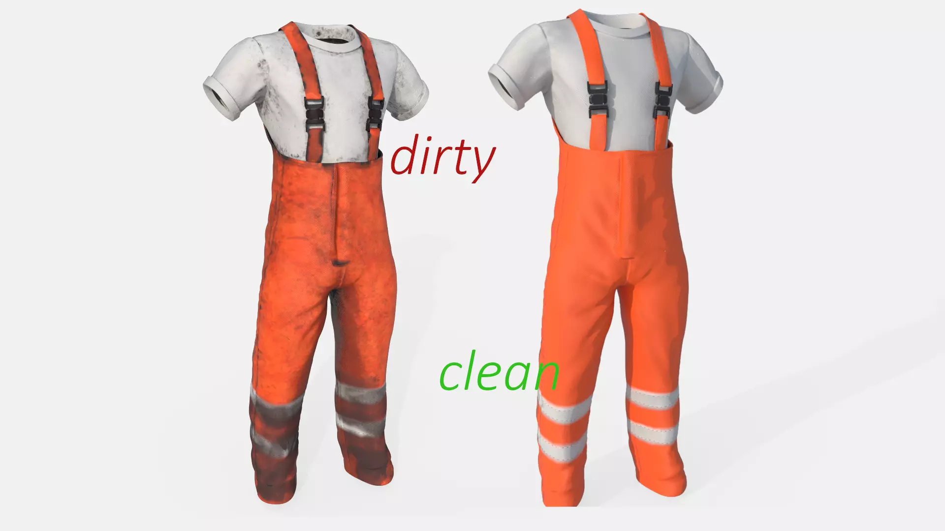 Orange  Mens Overall Pants Low-poly 3D model_0